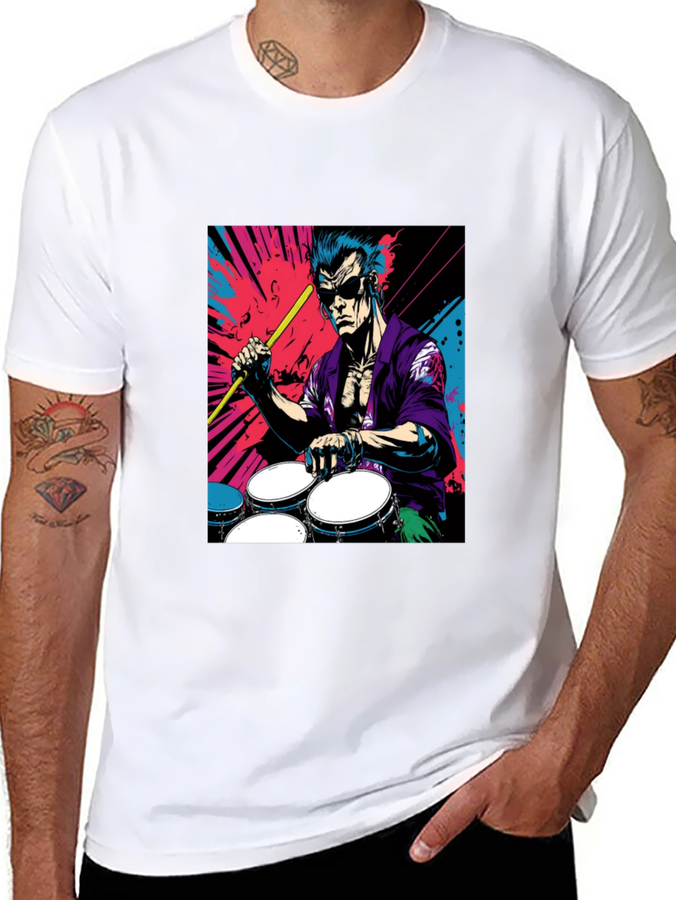 Drummer Graphic Tee - Rock and Roll Style
