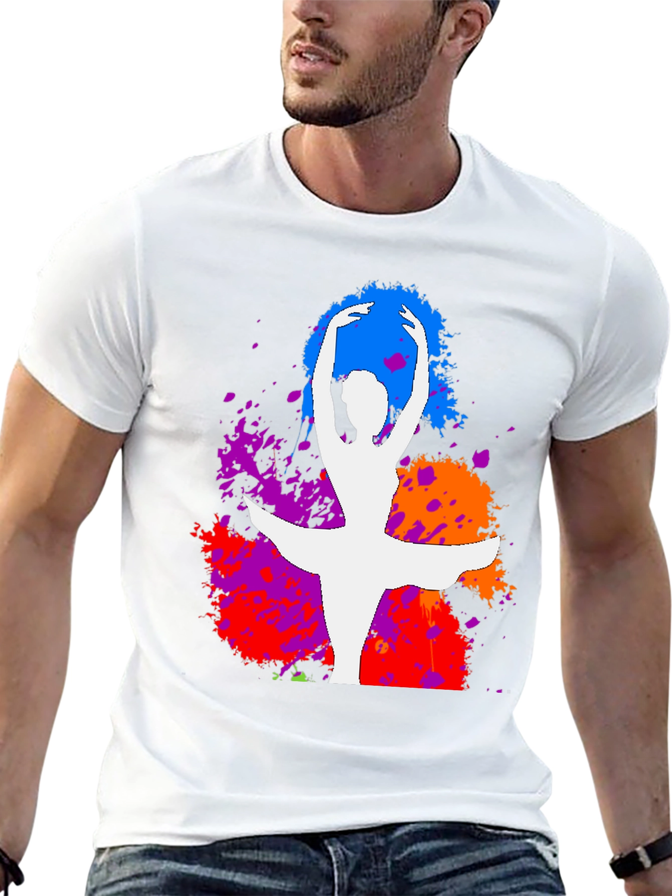 Ballet Dancer Splatter Graphic Tee - Stylish Artistic Design