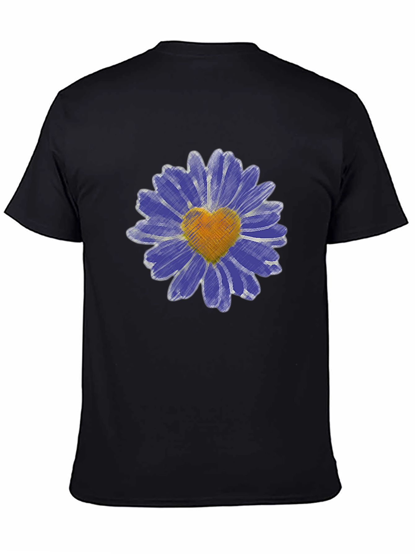 Heart Daisy Graphic T-Shirt - Mens Black Tee