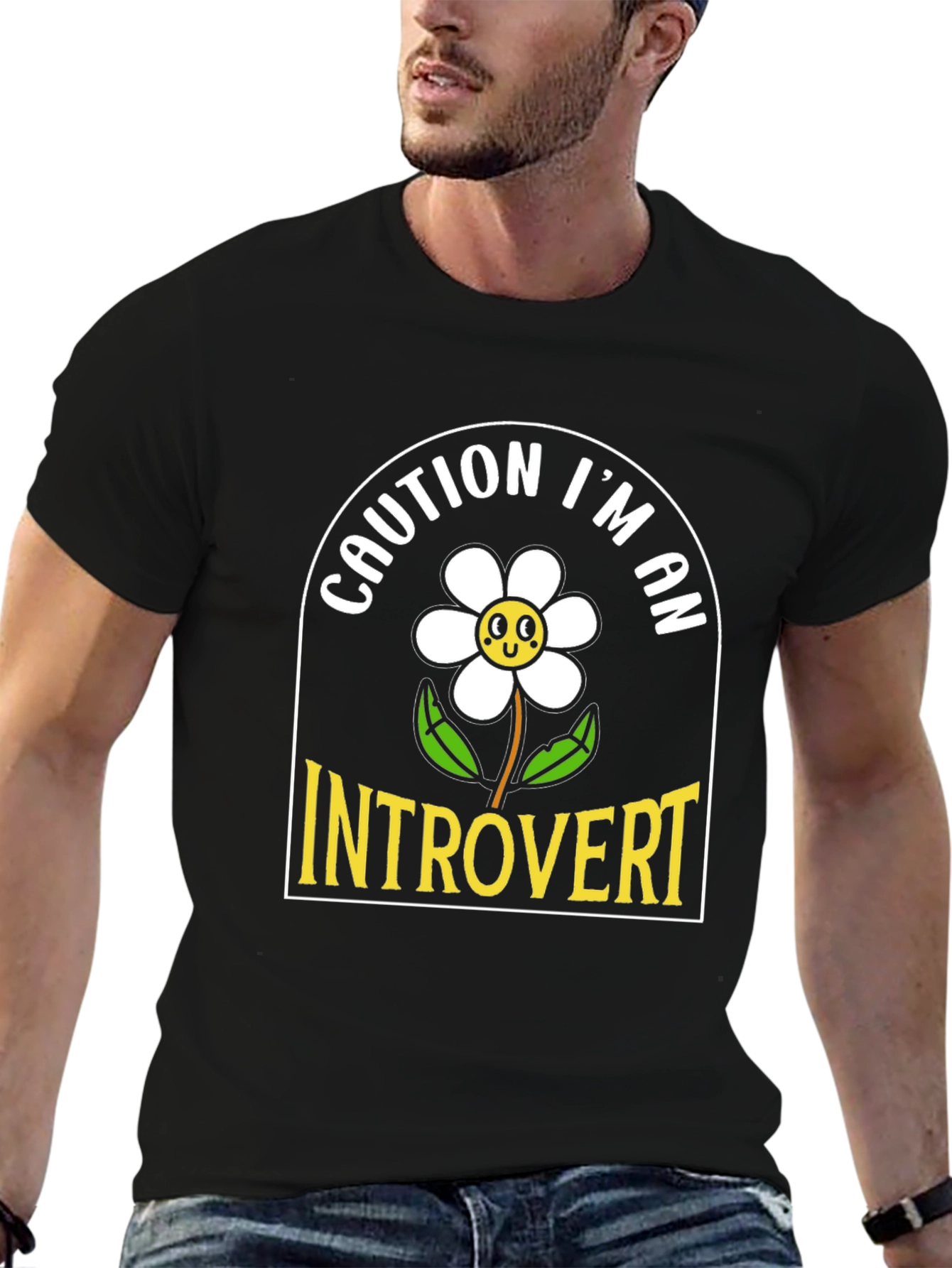 Caution Introvert Graphic Tee - Black Unisex T-Shirt