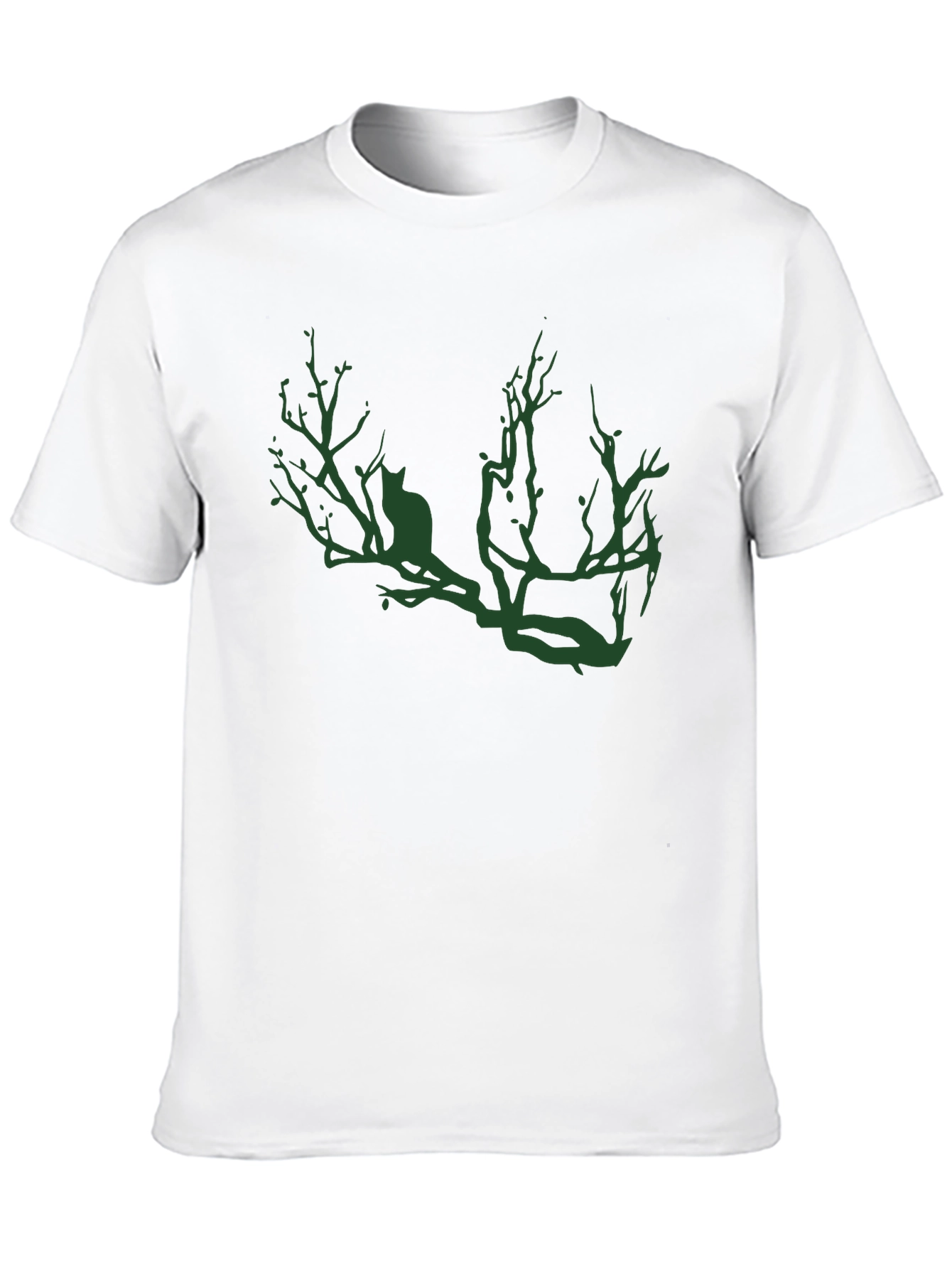 Cat on Branch Graphic Tee - Mens Black T-Shirt