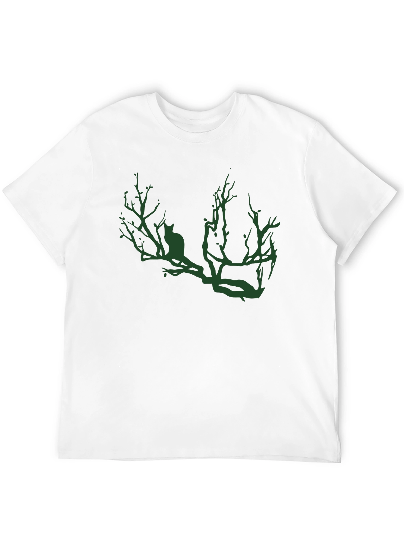 Cat on Branch Graphic Tee - Mens Black T-Shirt
