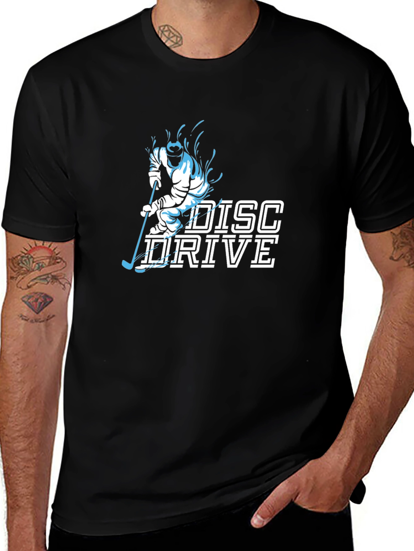 Disc Drive Hockey Graphic T-Shirt - Black