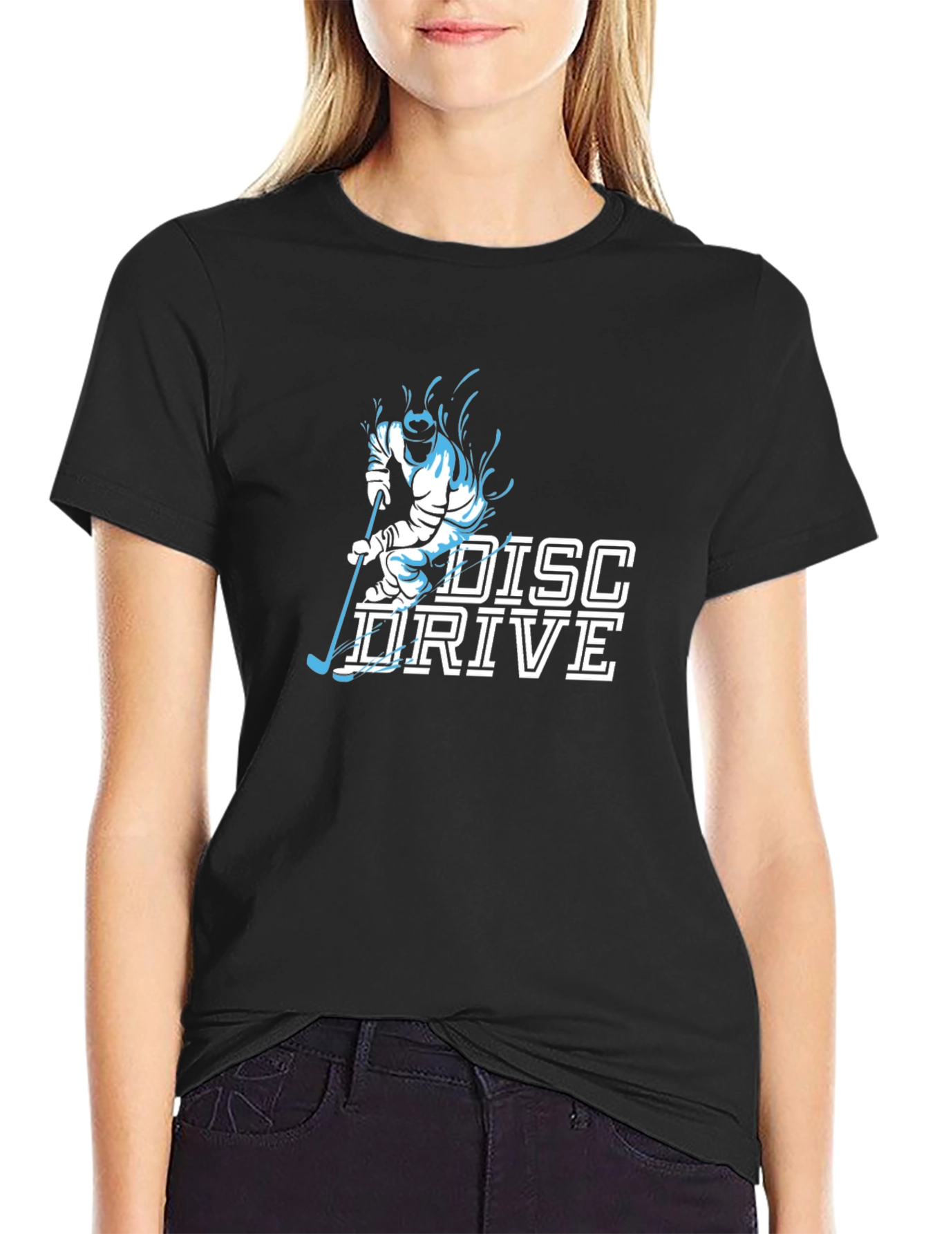 Disc Drive Hockey Graphic T-Shirt - Black