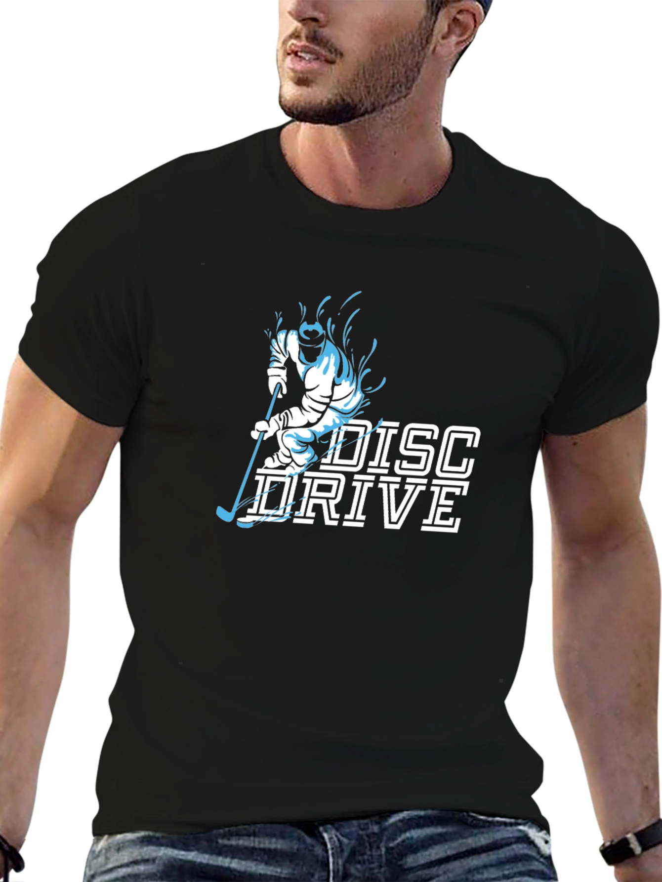 Disc Drive Hockey Graphic T-Shirt - Black