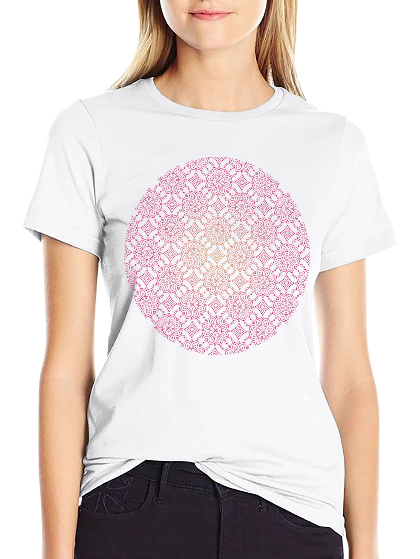 Mandala Graphic Tee - Black Cotton Comfort