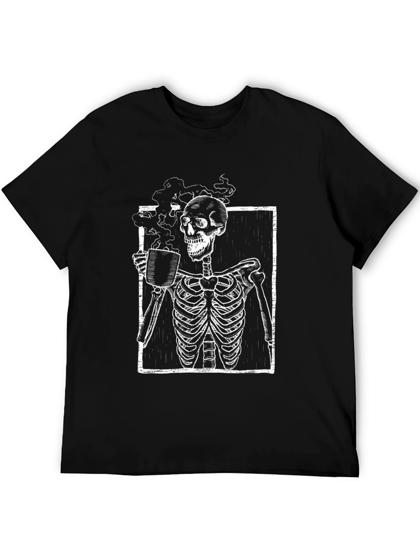 Coffee Skeleton Graphic Tee - Black