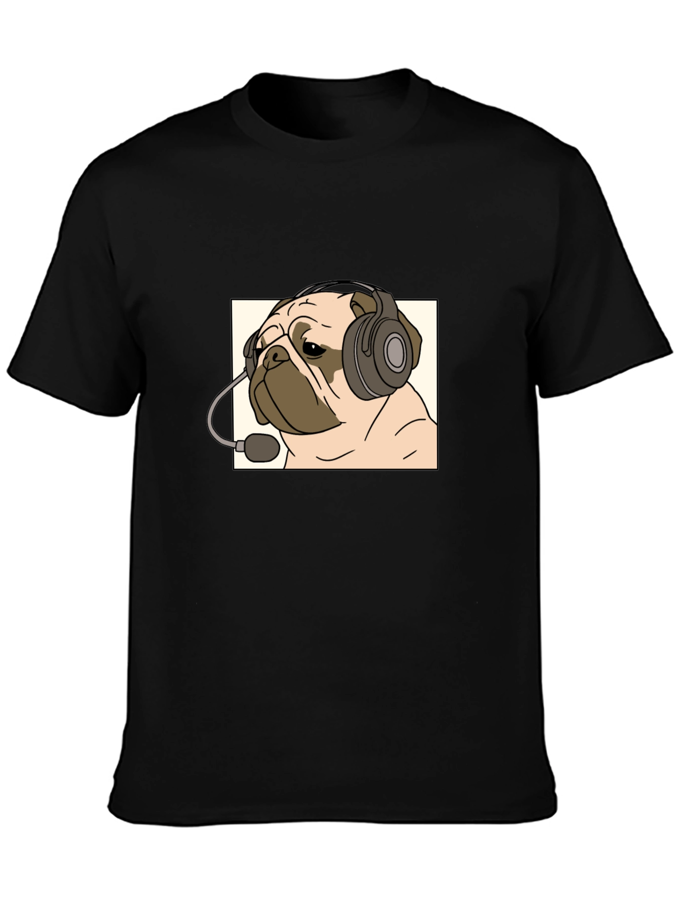 Pug Gamer T-Shirt - Cute Dog with Headset