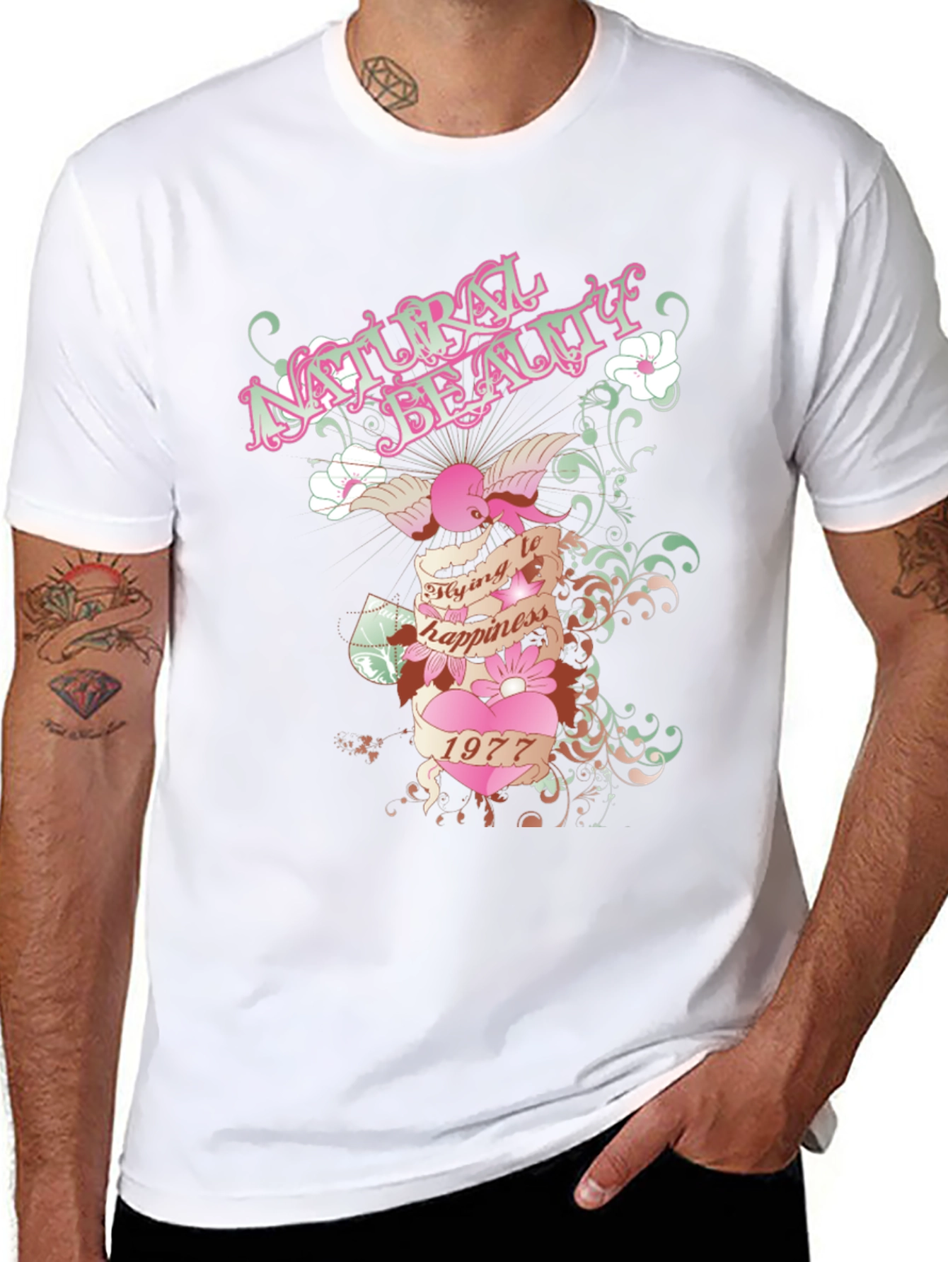 Natural Beauty Graphic Print Black T-Shirt