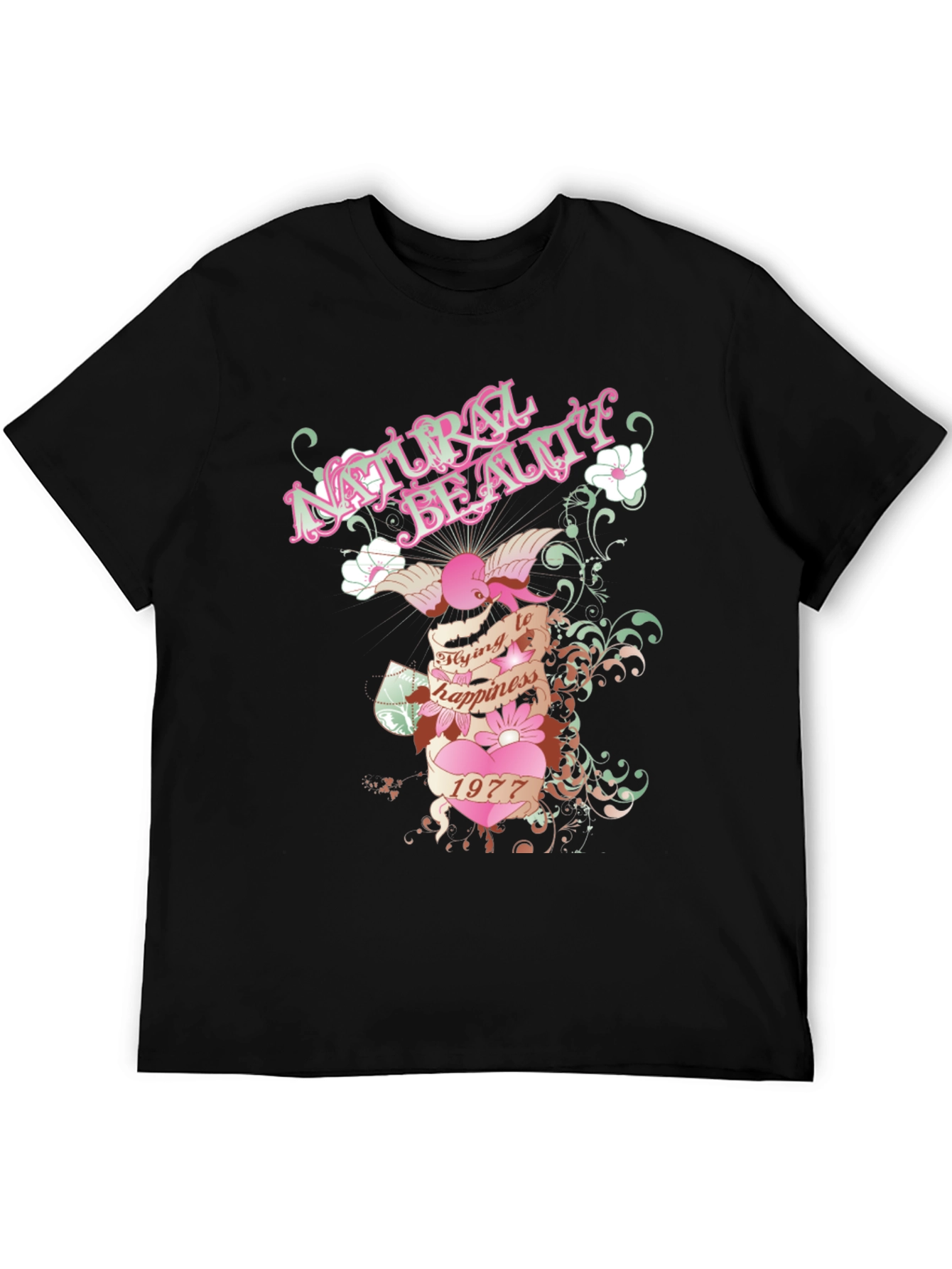 Natural Beauty Graphic Print Black T-Shirt