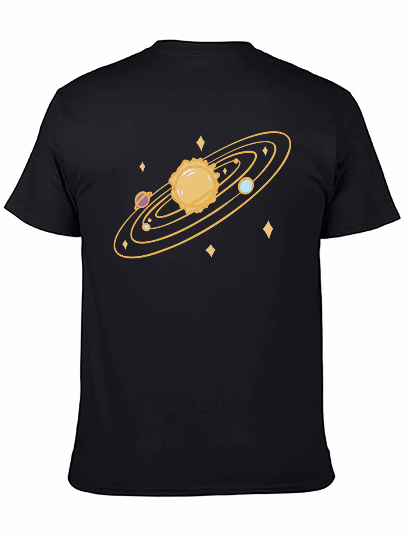 Cosmic Tee: Solar System Graphic Print Black T-Shirt