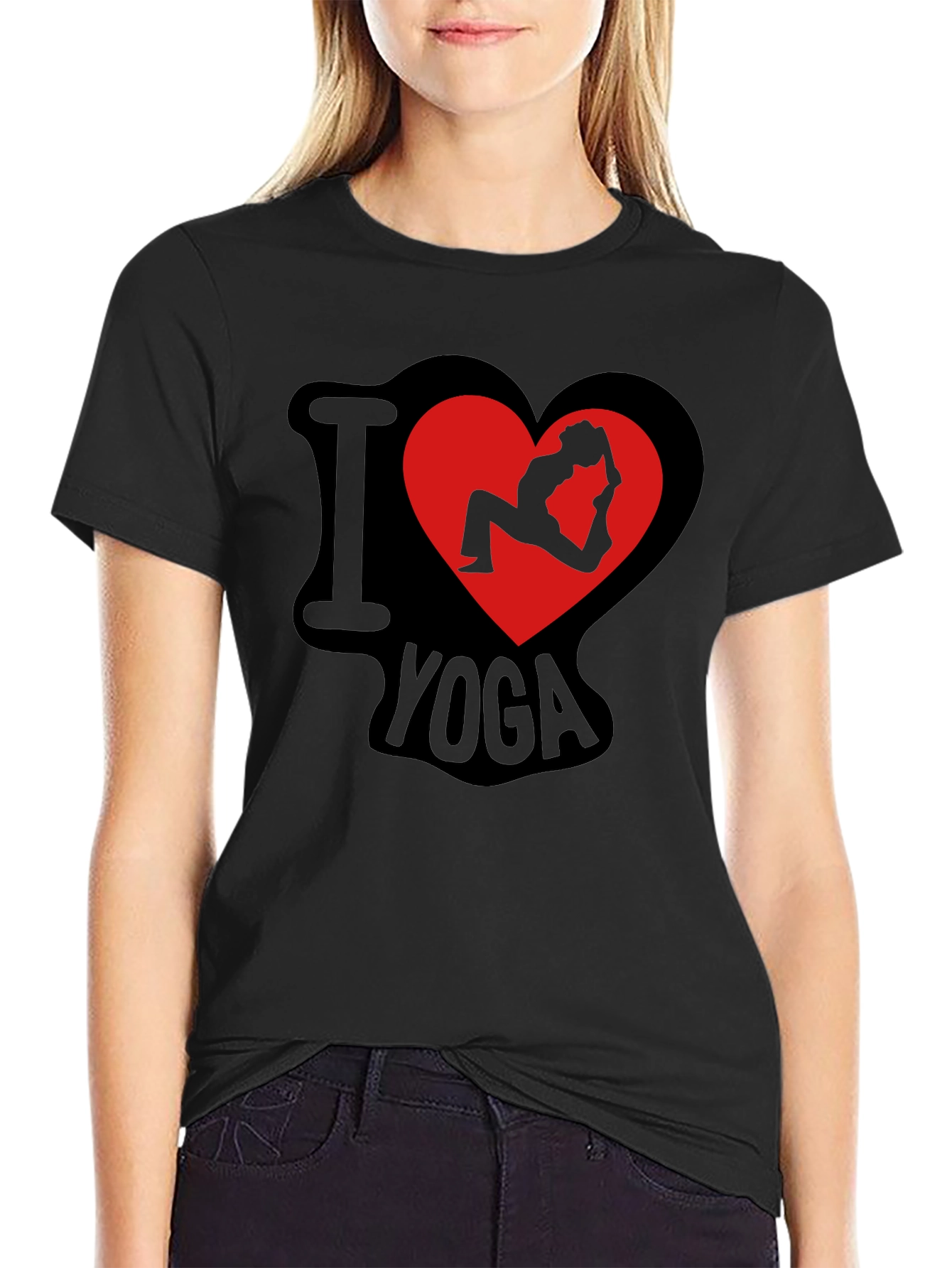 I Love Yoga T-Shirt - Yoga Pose Heart Design