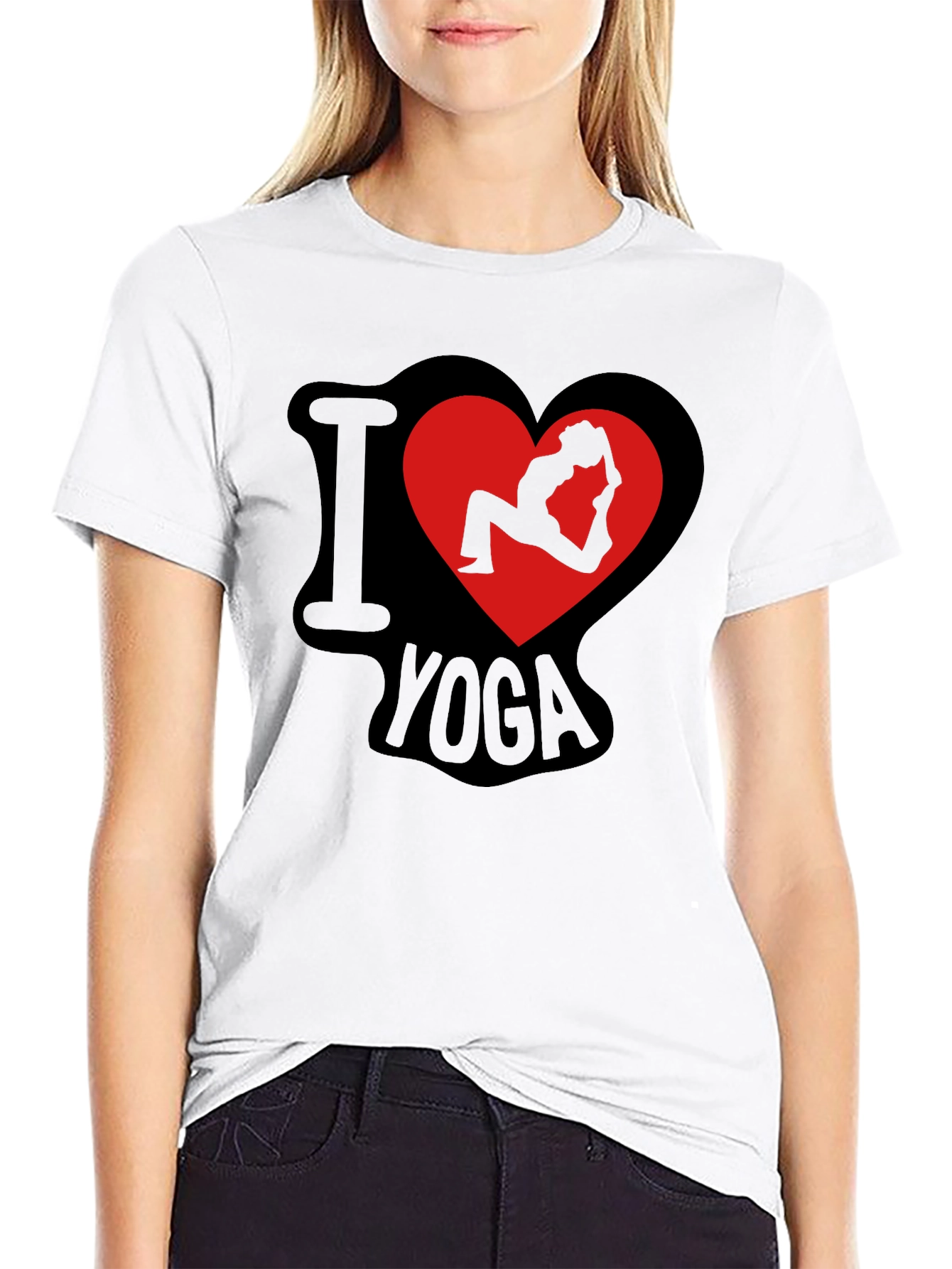 I Love Yoga T-Shirt - Yoga Pose Heart Design