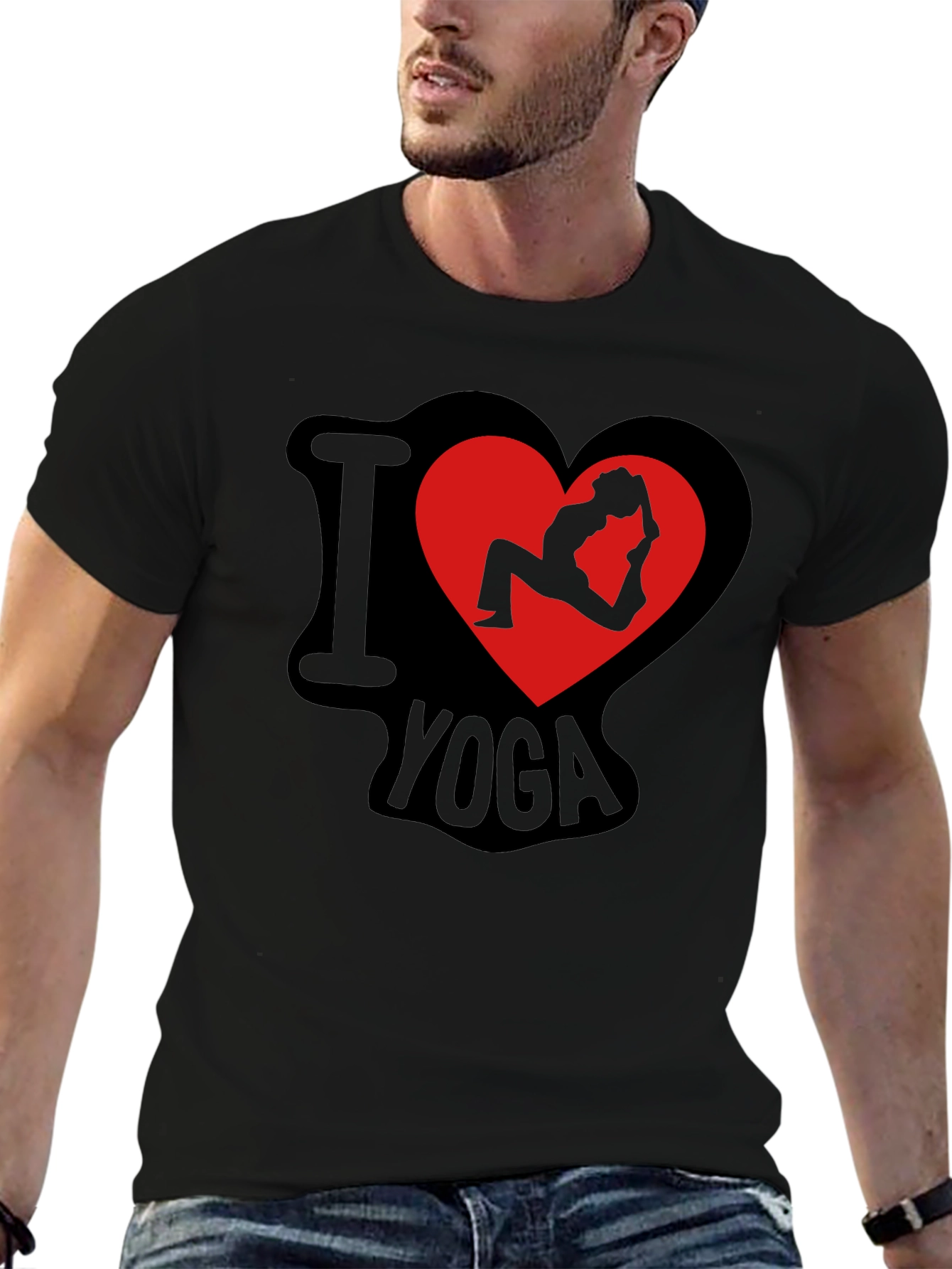 I Love Yoga T-Shirt - Yoga Pose Heart Design