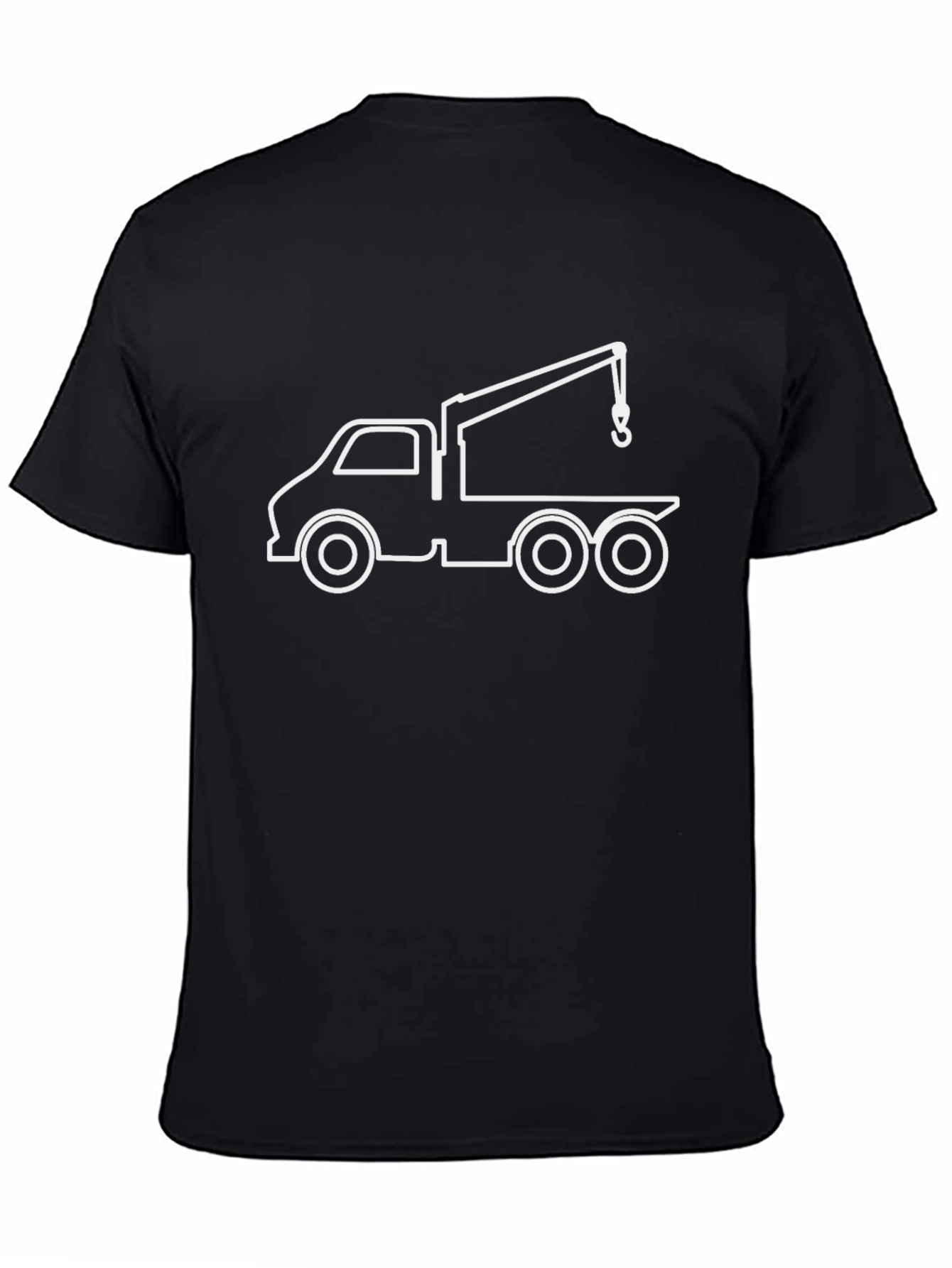 Crane Truck Graphic Tee - Black Cotton Blend Shirt