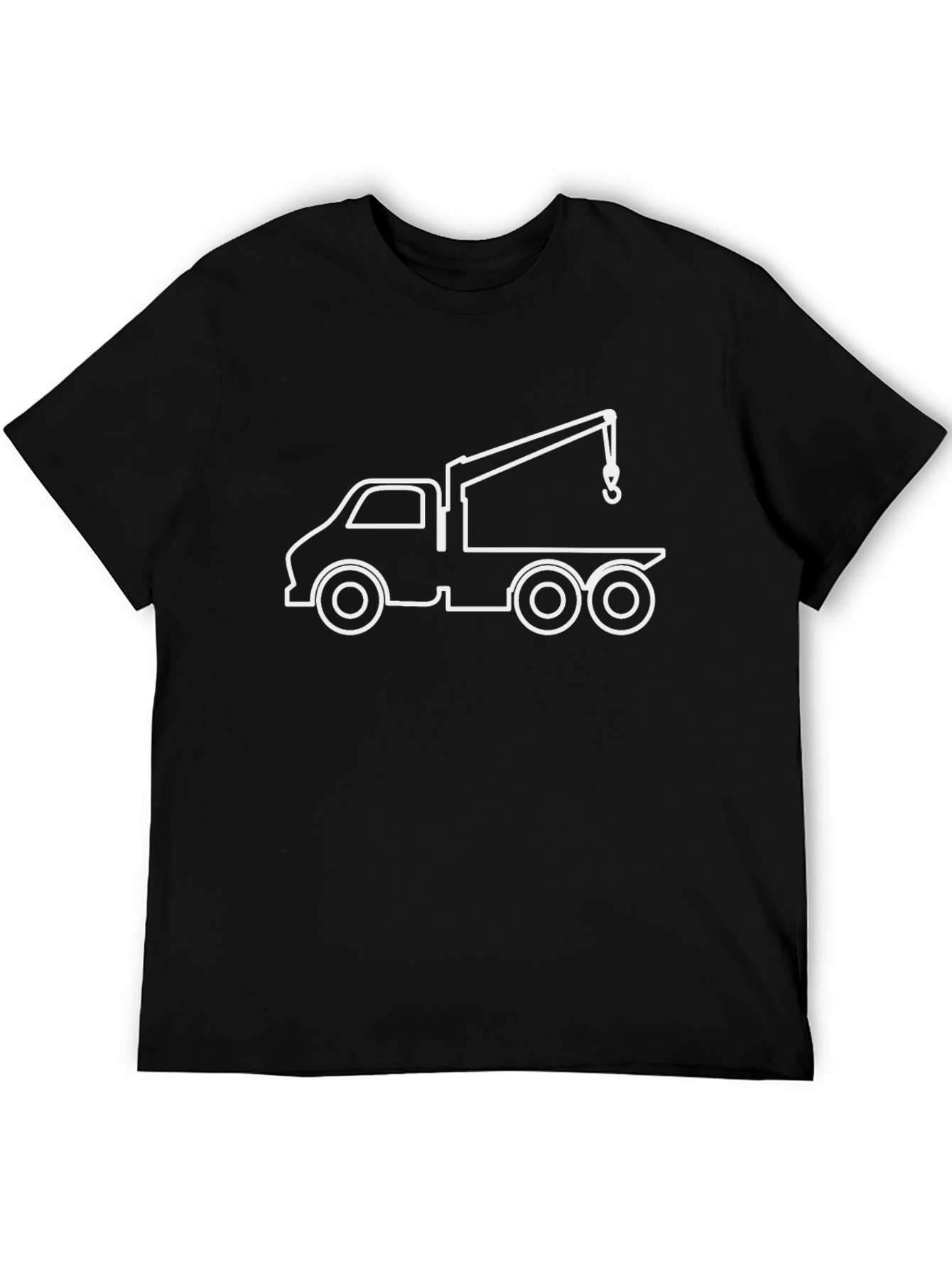 Crane Truck Graphic Tee - Black Cotton Blend Shirt
