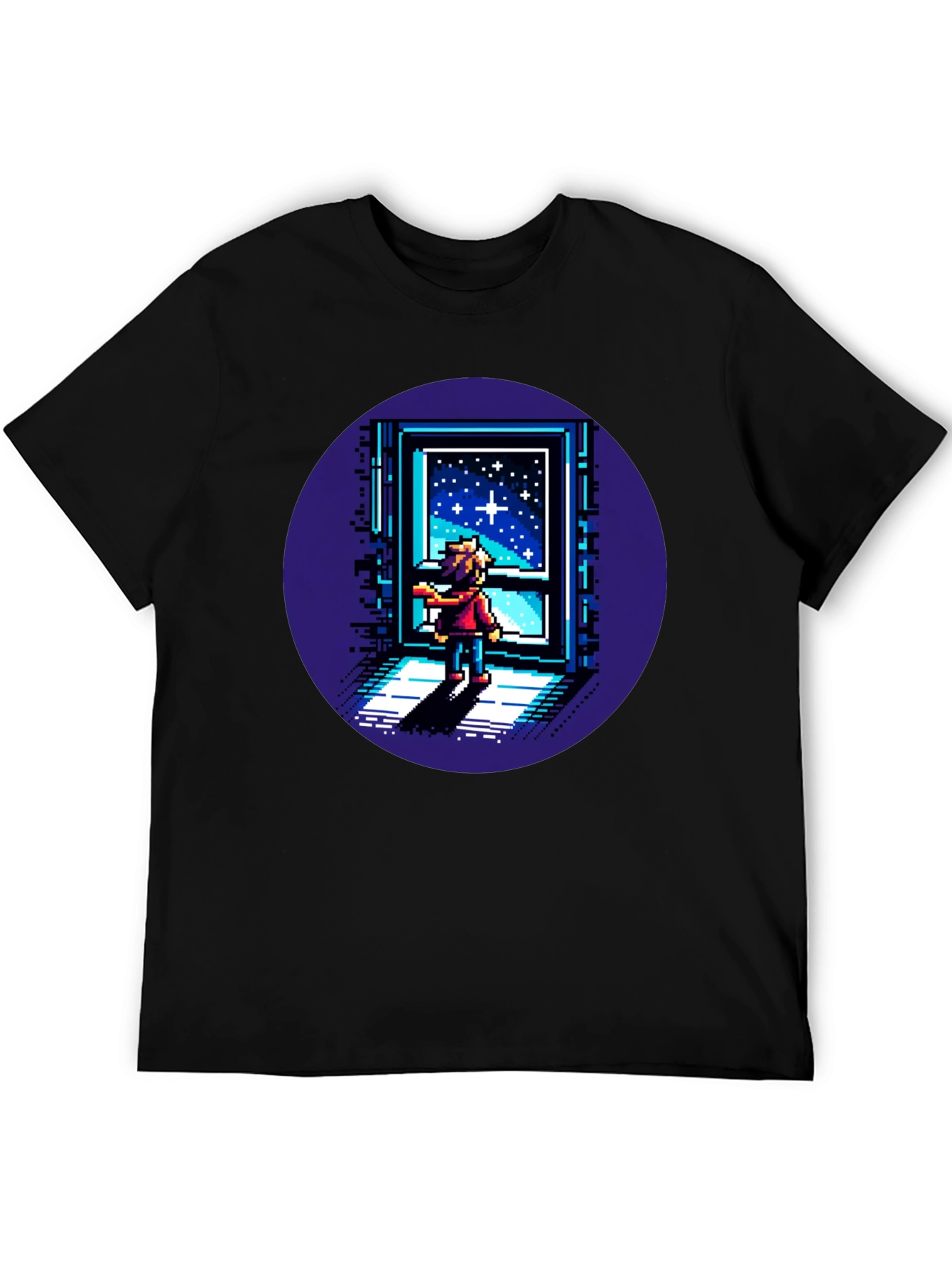Pixel Art Stargazer T-Shirt - Unisex Black Tee