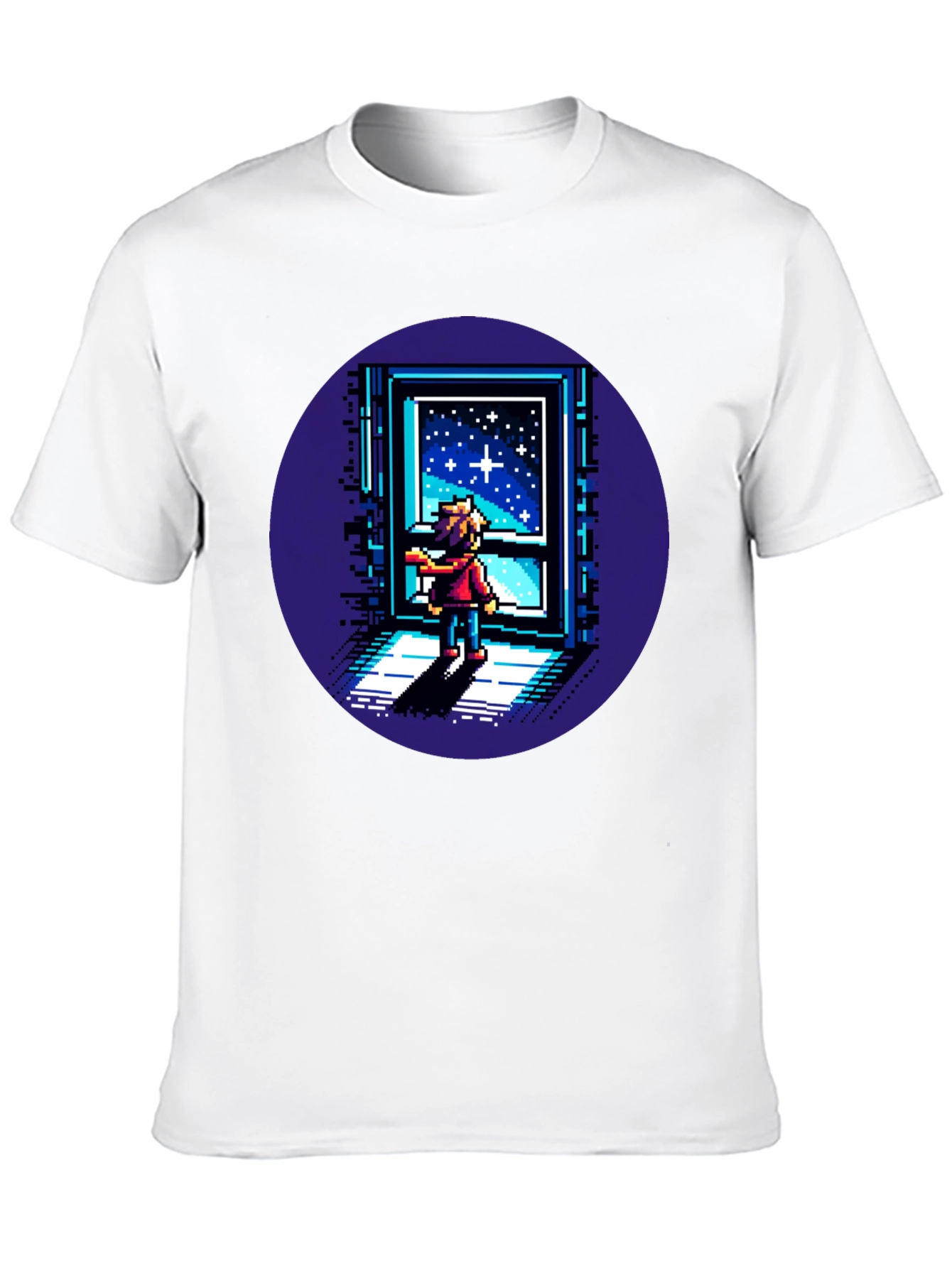 Pixel Art Stargazer T-Shirt - Unisex Black Tee
