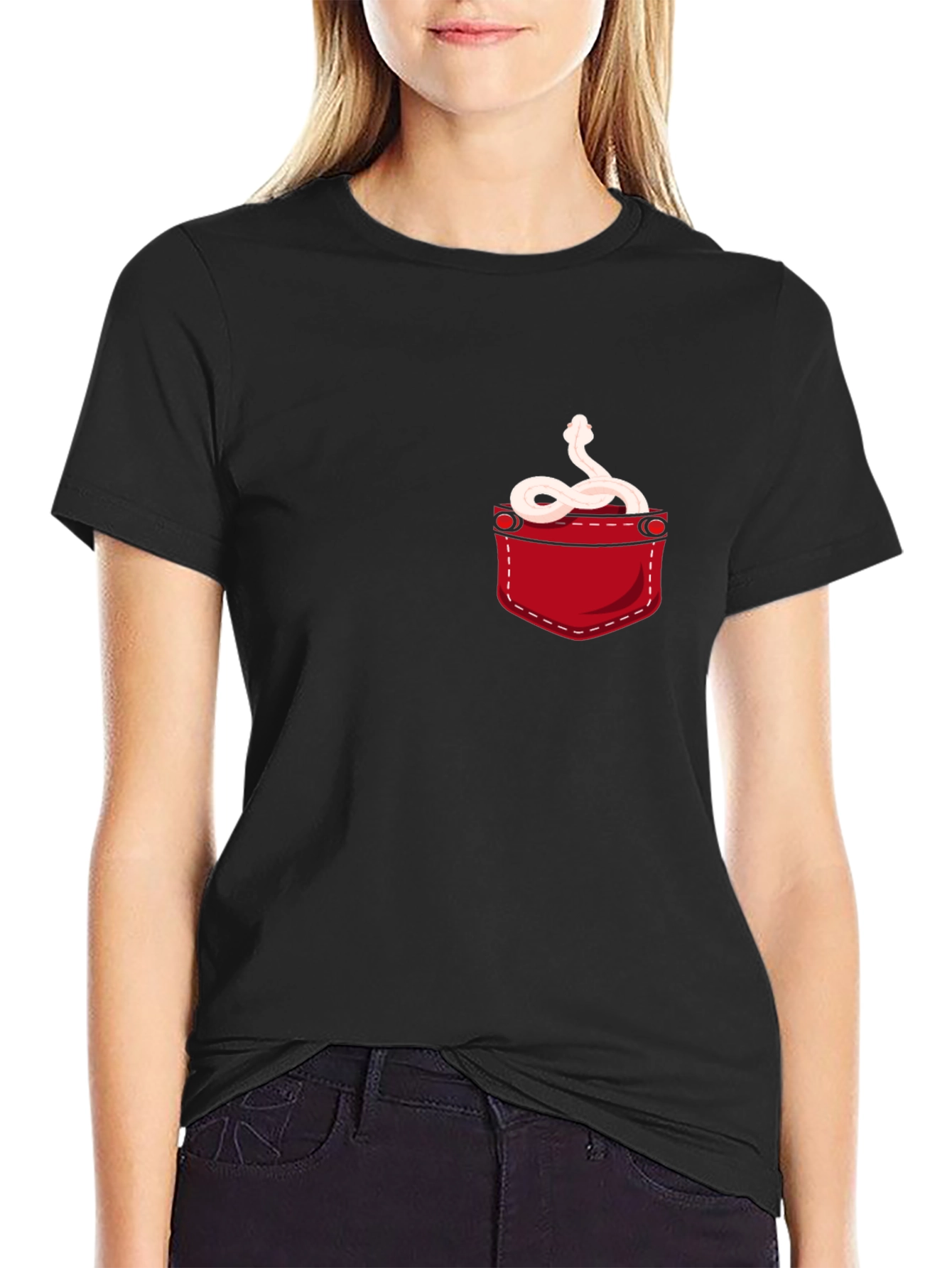 Snake Pocket T-Shirt - Quirky Reptile Graphic Tee