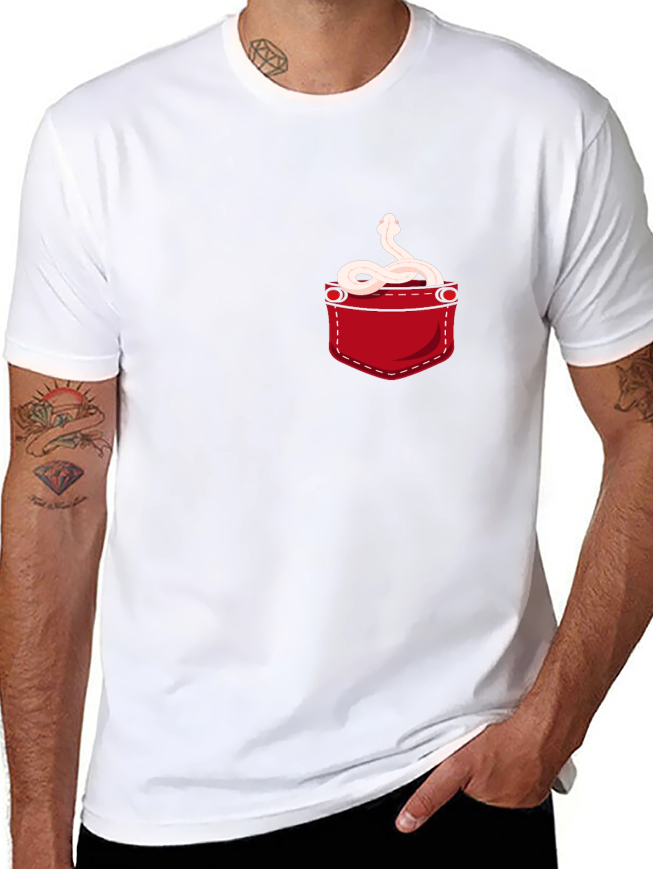Snake Pocket T-Shirt - Quirky Reptile Graphic Tee