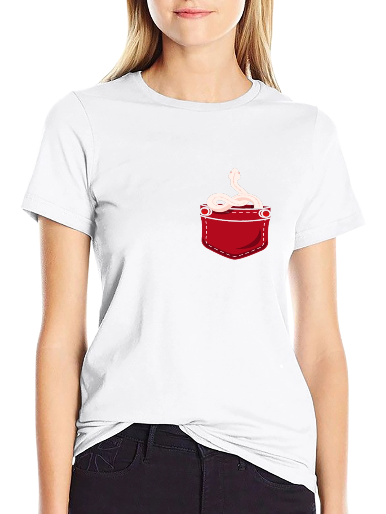 Snake Pocket T-Shirt - Quirky Reptile Graphic Tee