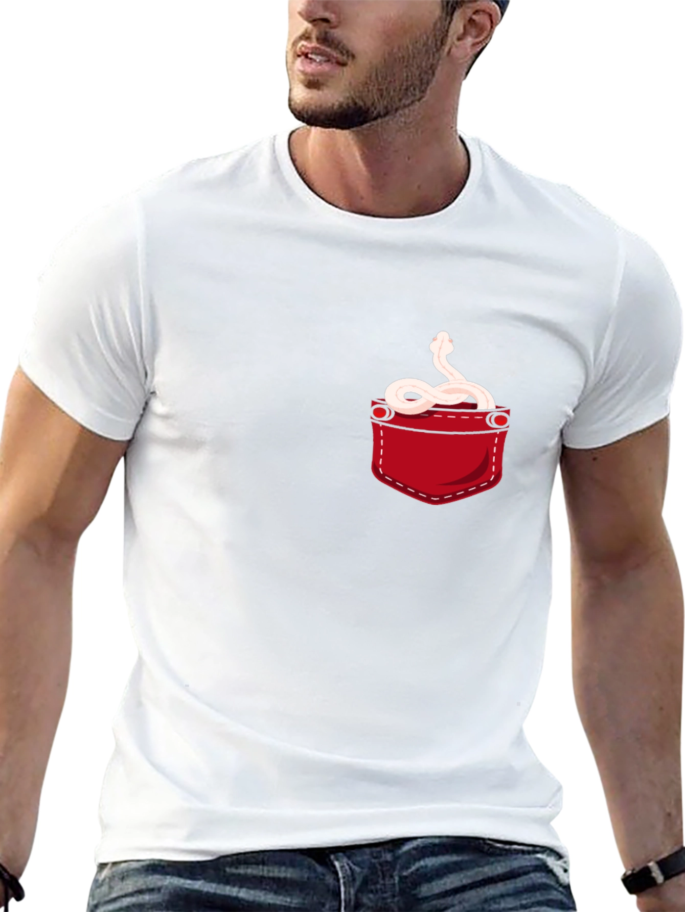 Snake Pocket T-Shirt - Quirky Reptile Graphic Tee