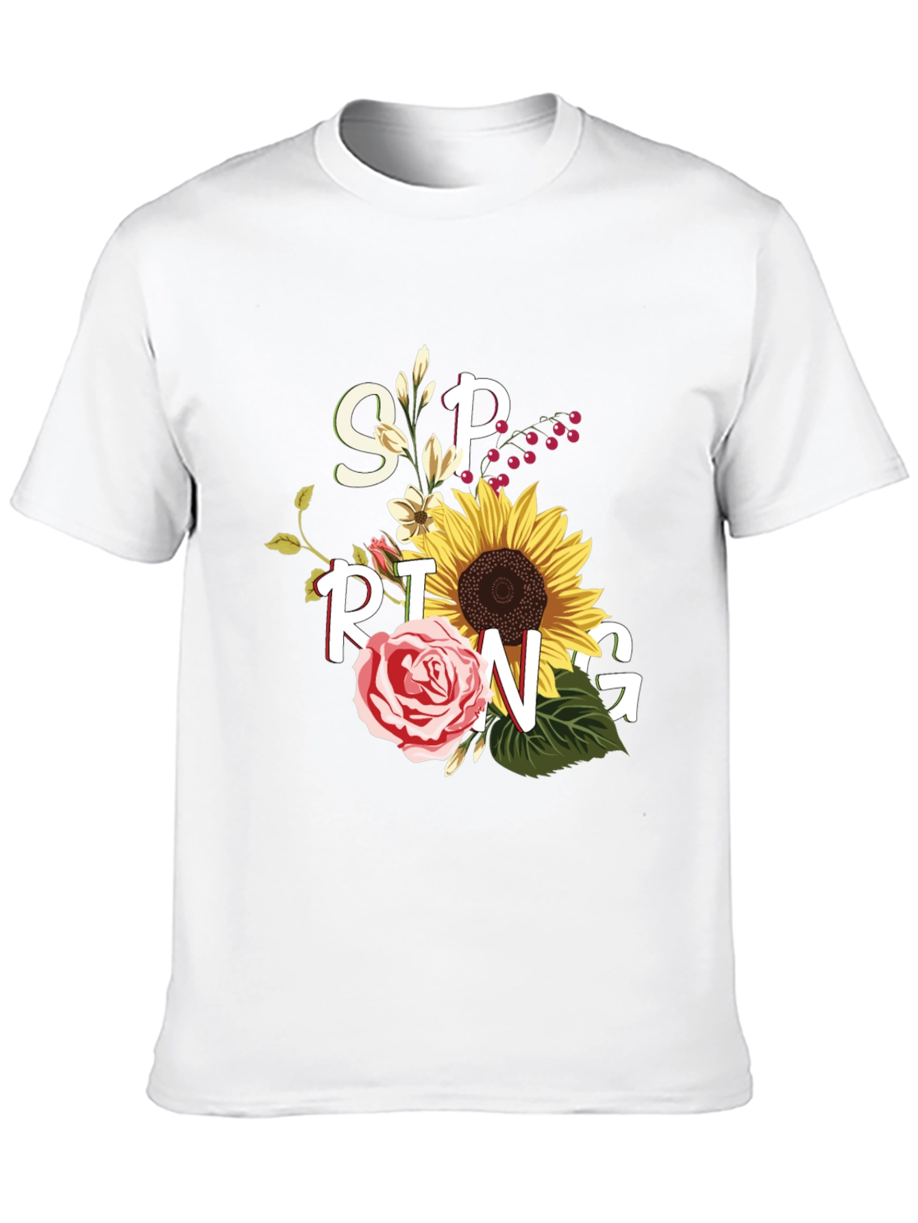 Floral Spring Graphic Tee - Black Unisex T-Shirt
