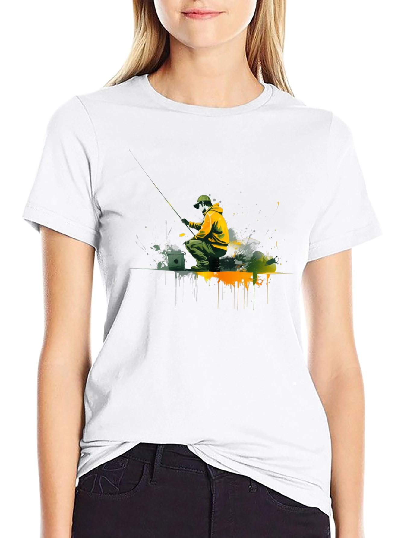 Fishing Graphic Tee - Mens Black Cotton Shirt