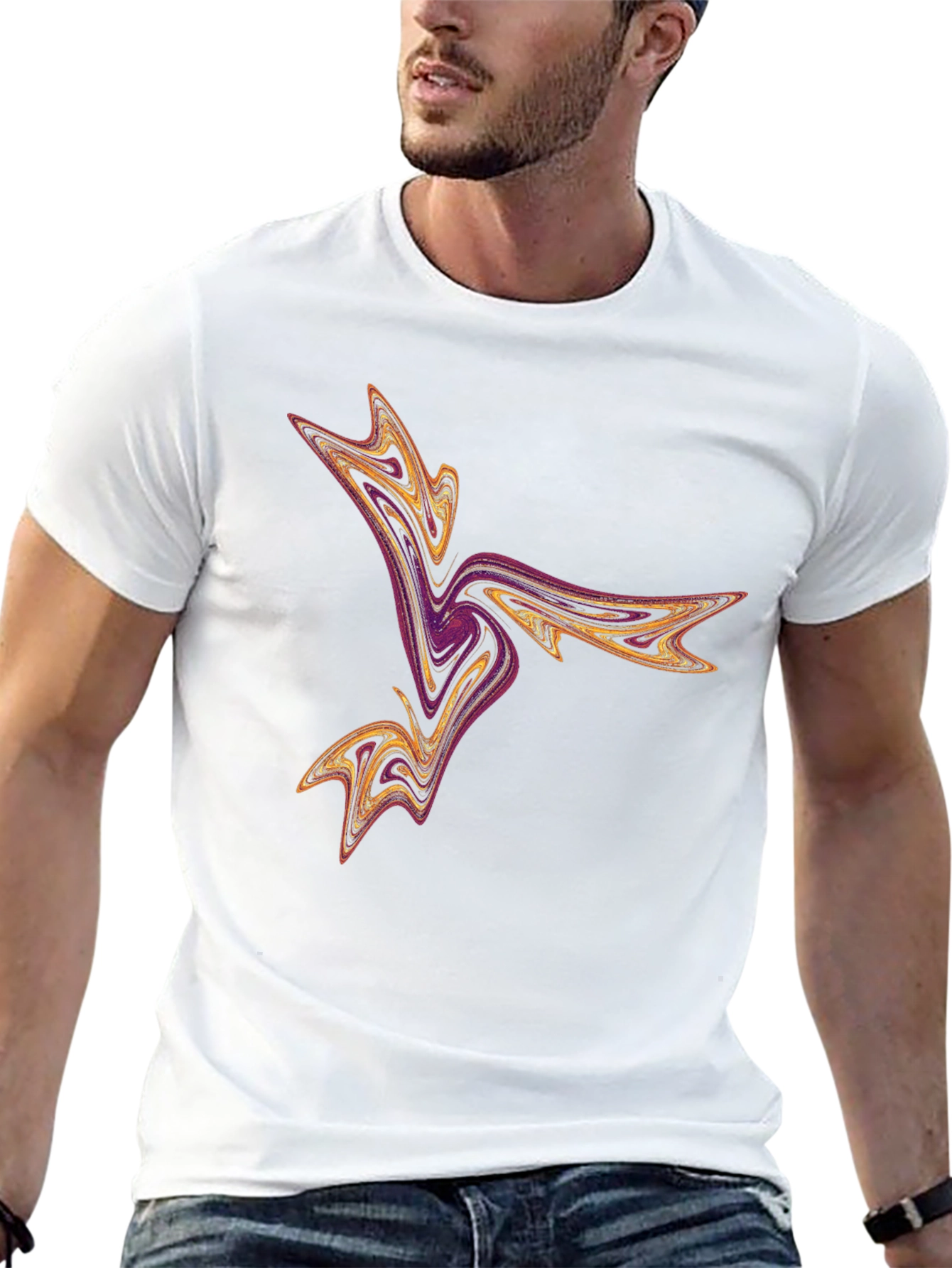 Abstract Swirl Graphic Tee - Black Casual T-Shirt