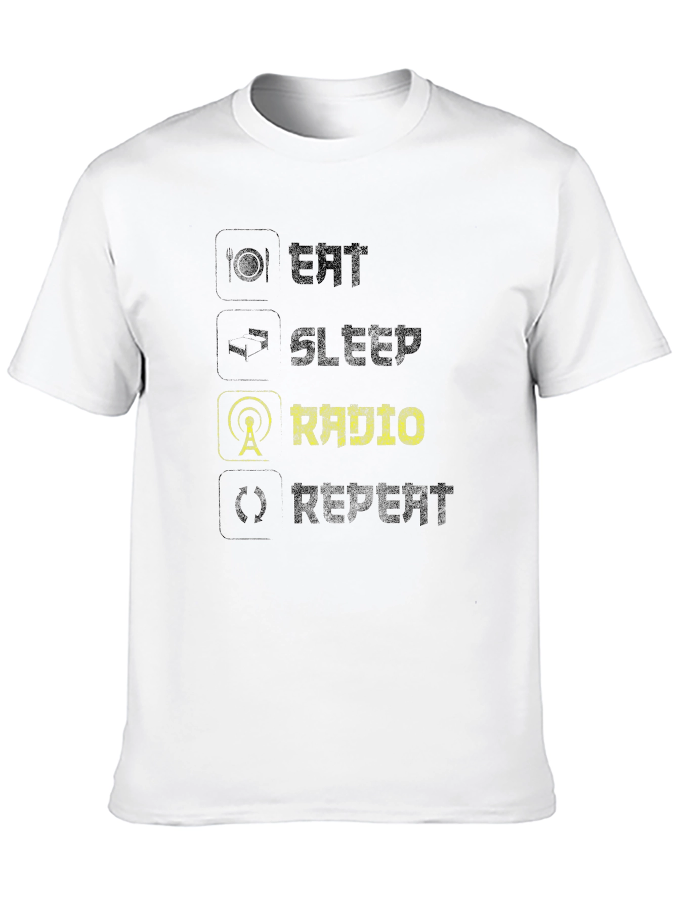 Eat Sleep Radio Repeat Black T-Shirt