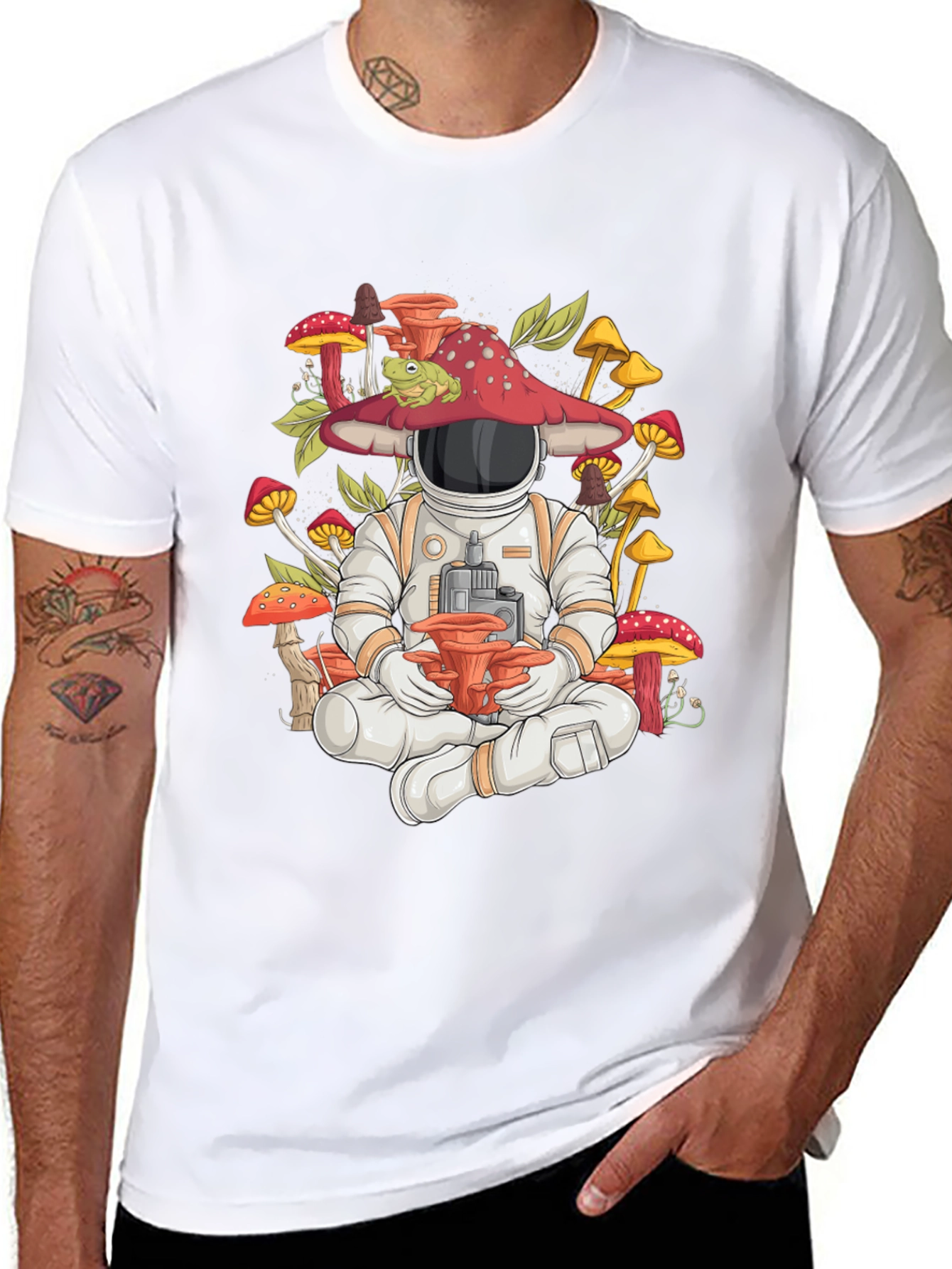 Astronaut Mushroom Meditating Graphic Tee