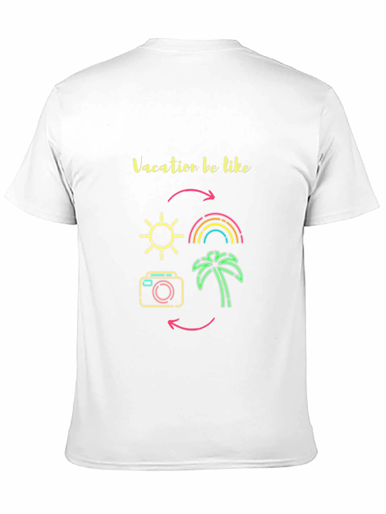Vacation Mode Graphic Tee - Sun Rainbow Palm Tree