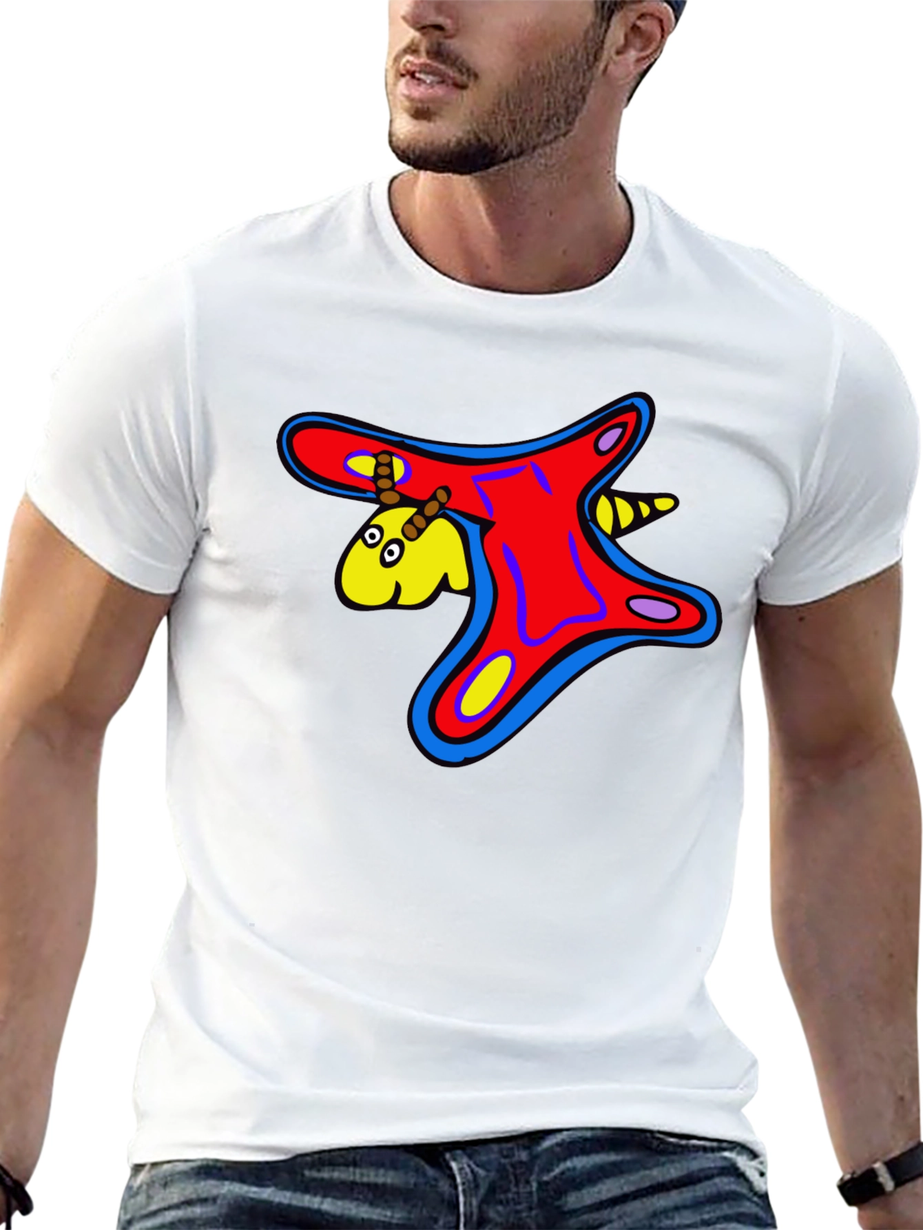 Funky Cartoon Creature Graphic Black T-Shirt