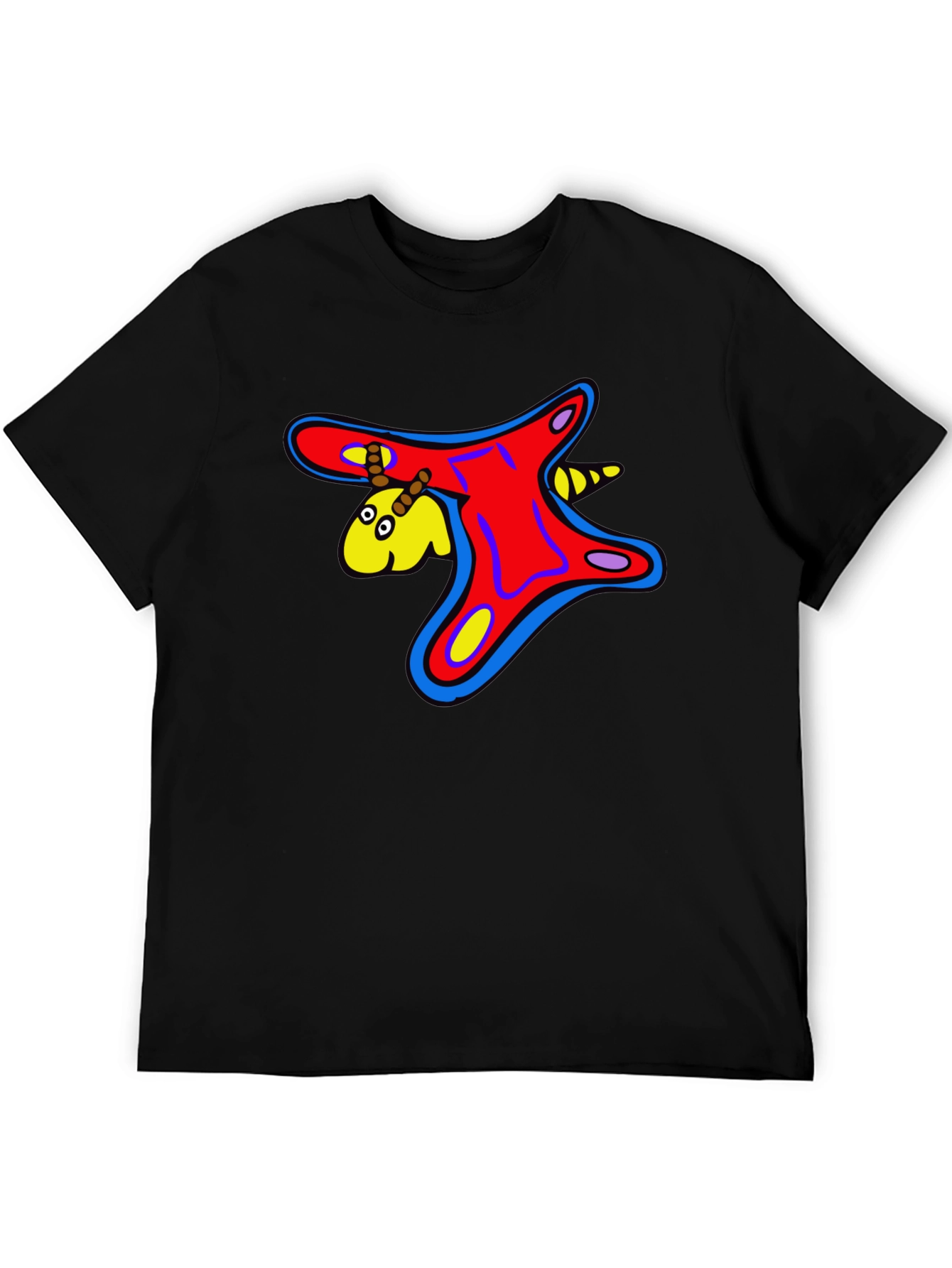 Funky Cartoon Creature Graphic Black T-Shirt