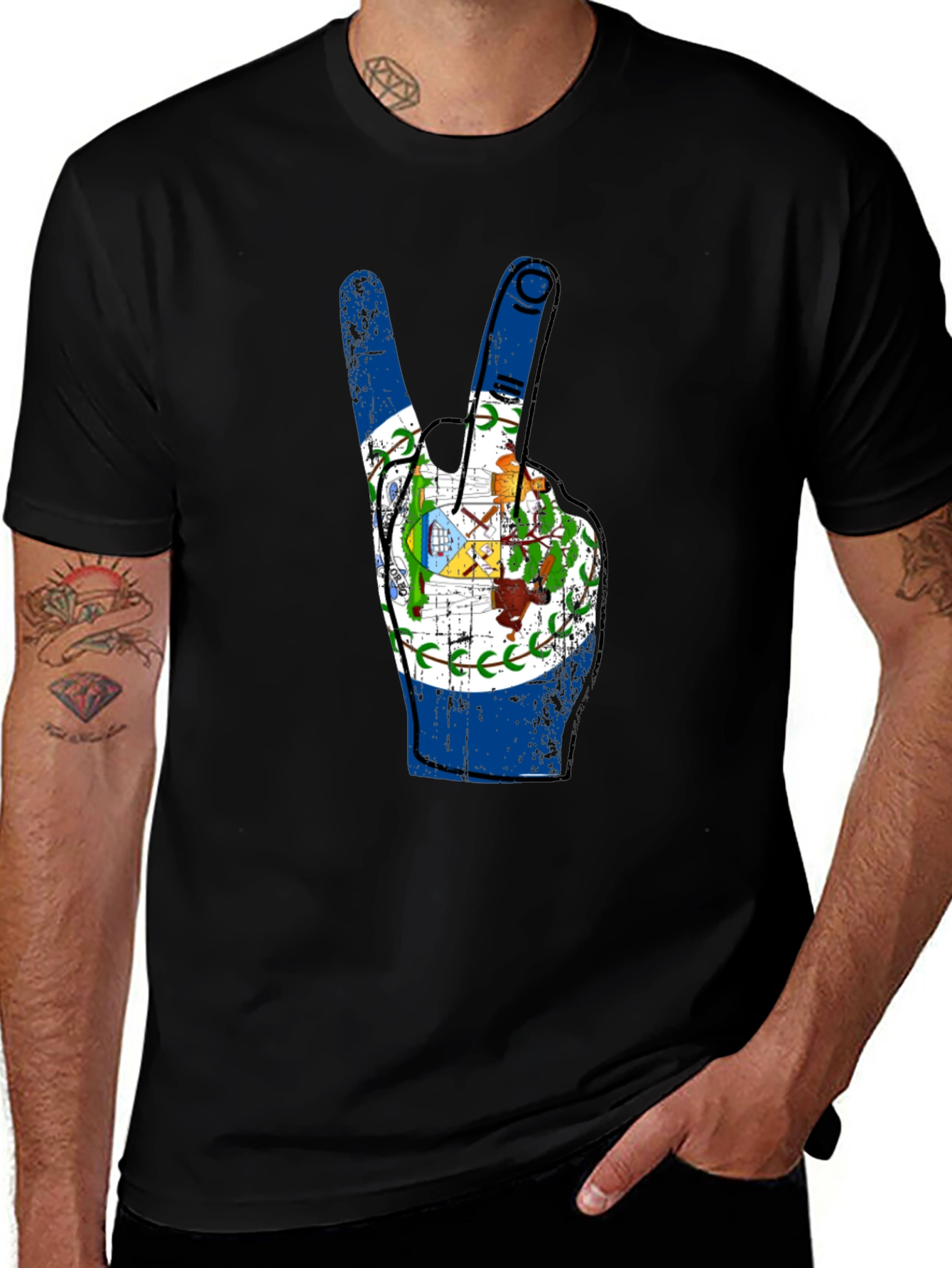 Belize Flag Peace Sign T-Shirt