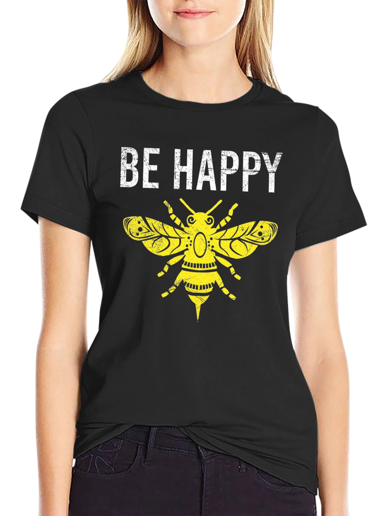 Be Happy Bee Graphic T-Shirt