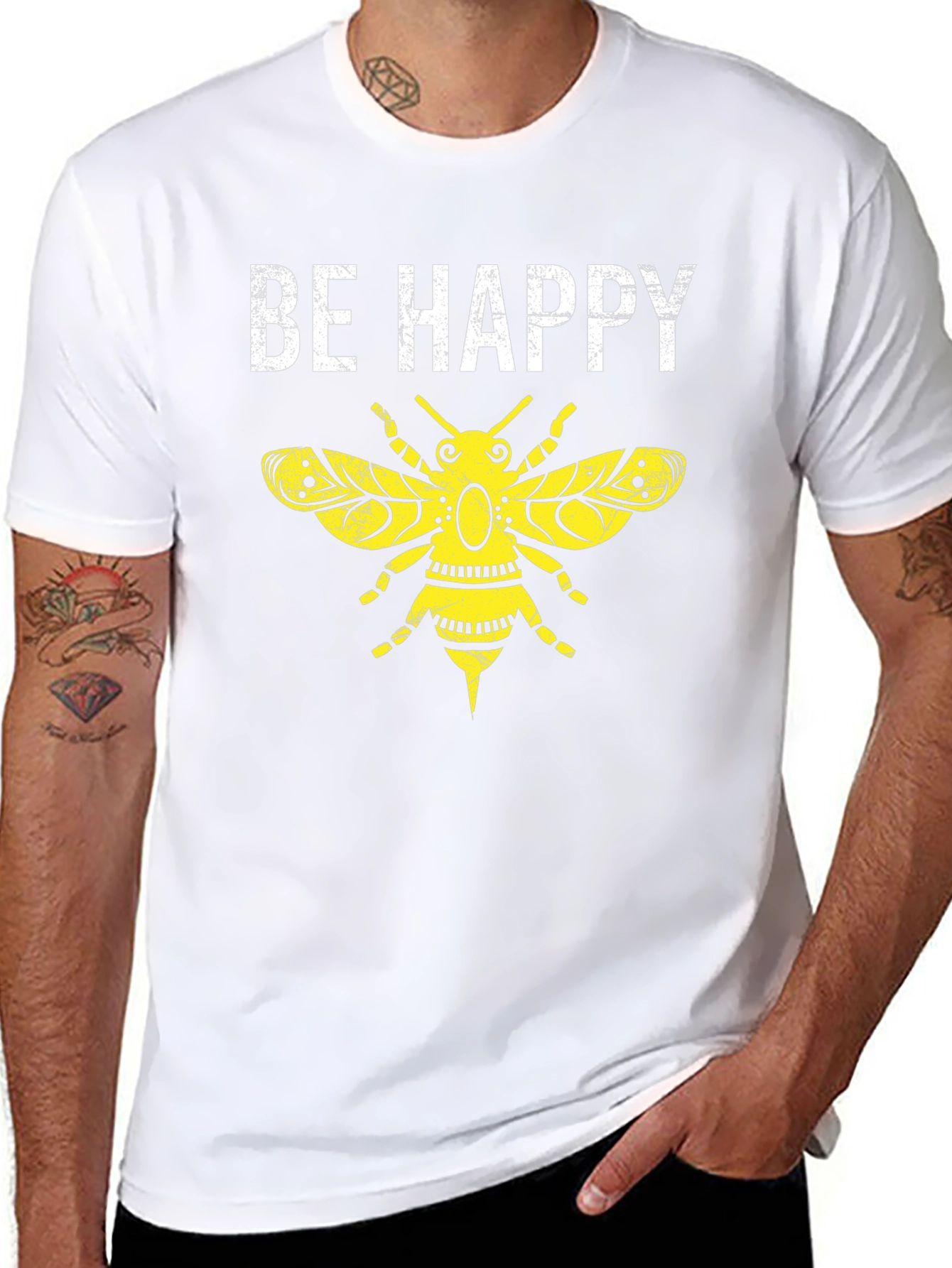 Be Happy Bee Graphic T-Shirt