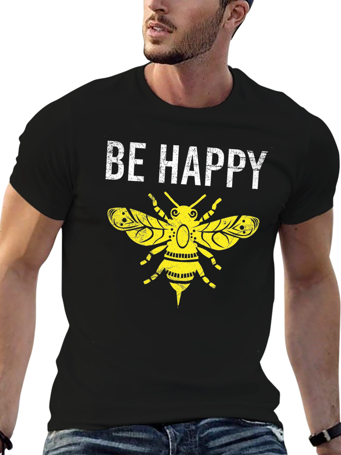 Be Happy Bee Graphic T-Shirt