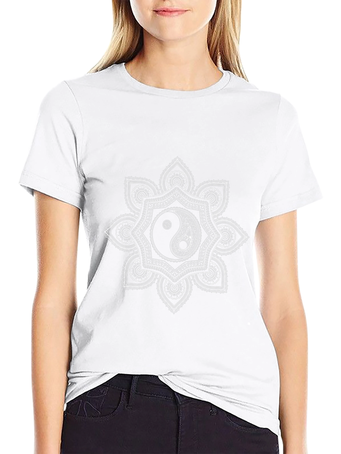 Yin Yang Mandala Graphic T-Shirt - Black Cotton Tee