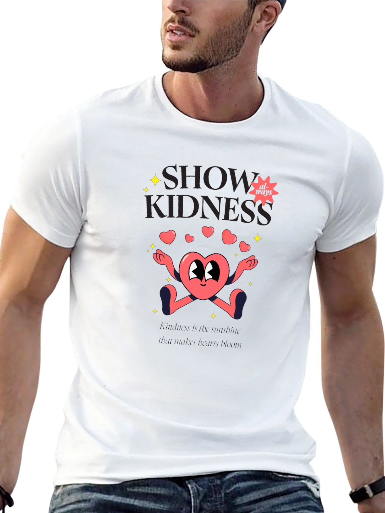 Show Kindness Tee - Heart Cartoon Design