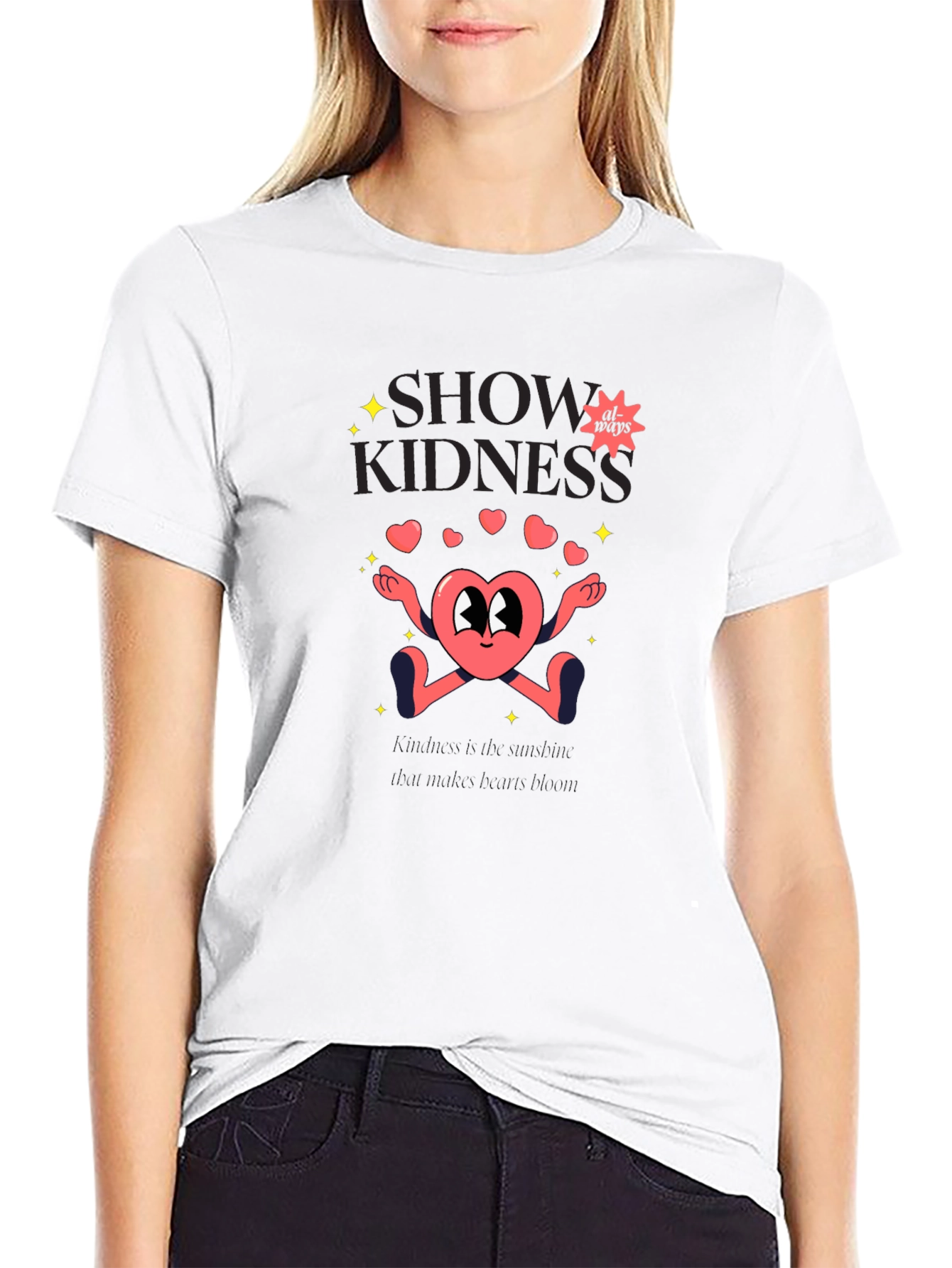 Show Kindness Tee - Heart Cartoon Design