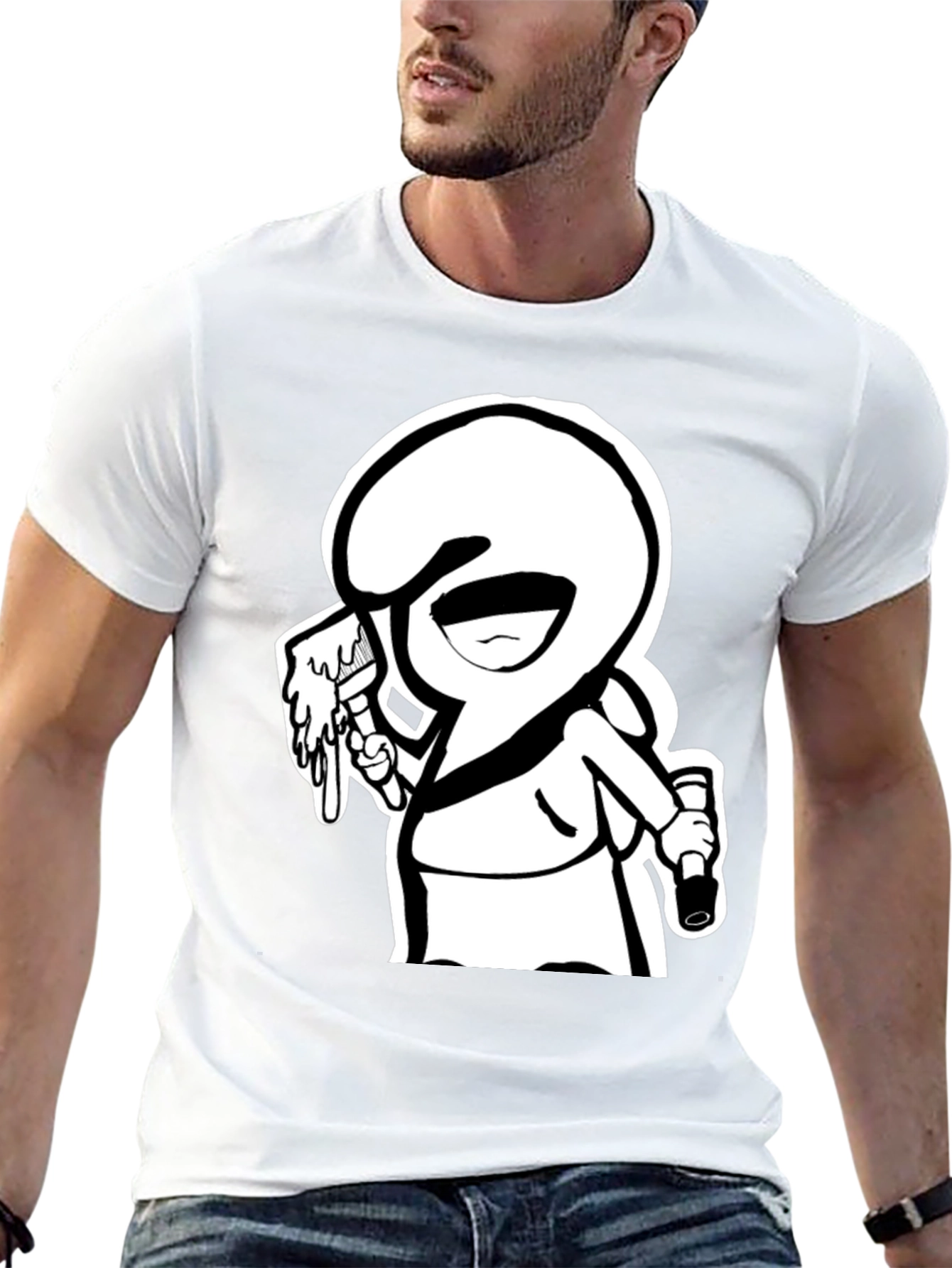 Cartoon Graffiti Artist Black Graphic Tee