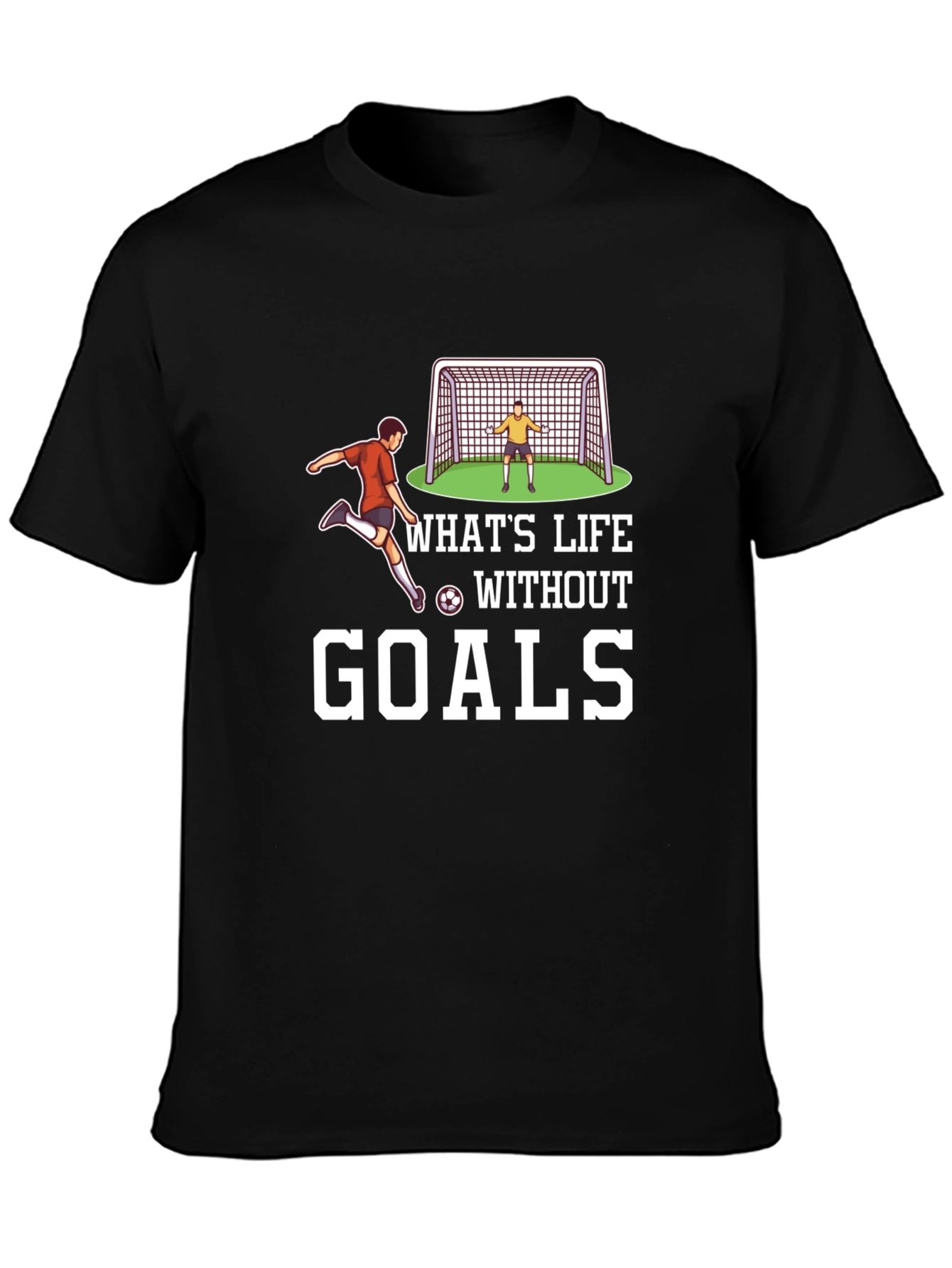 Soccer Goals Graphic T-Shirt - Black Casual Tee