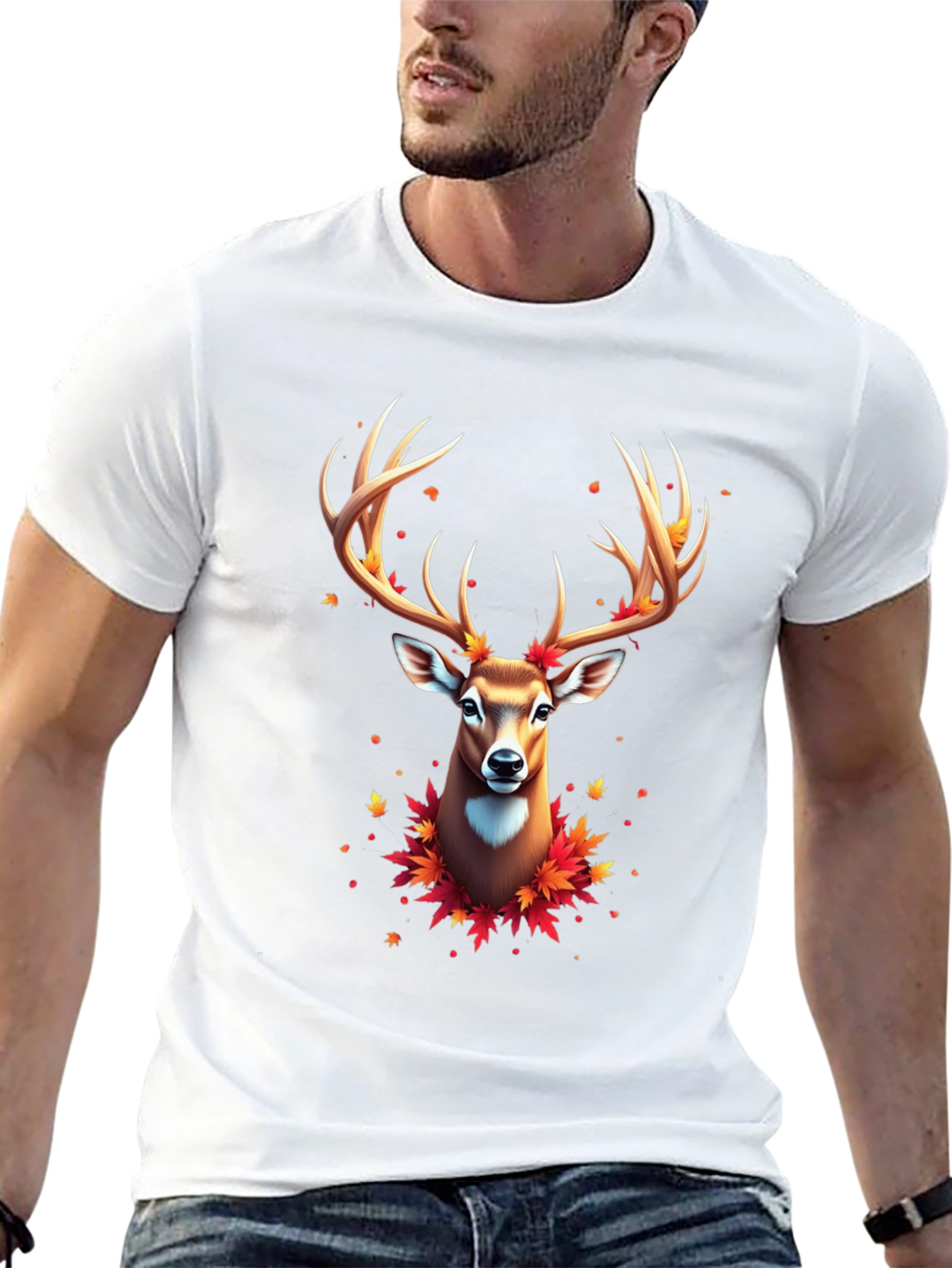 Fall Deer Graphic Tee - Mens Black T-Shirt