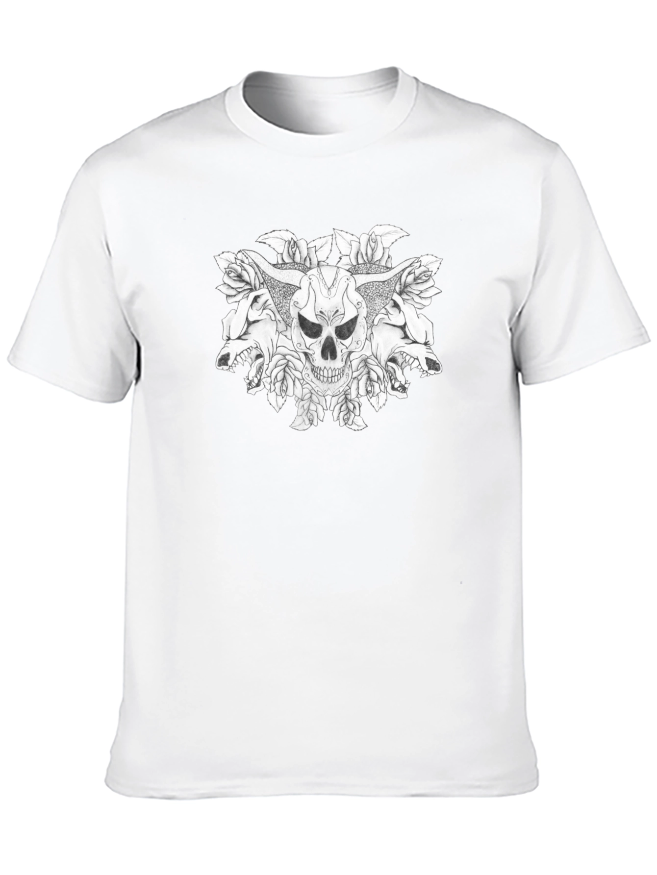Skull & Wolves Graphic Tee - Mens Black T-Shirt
