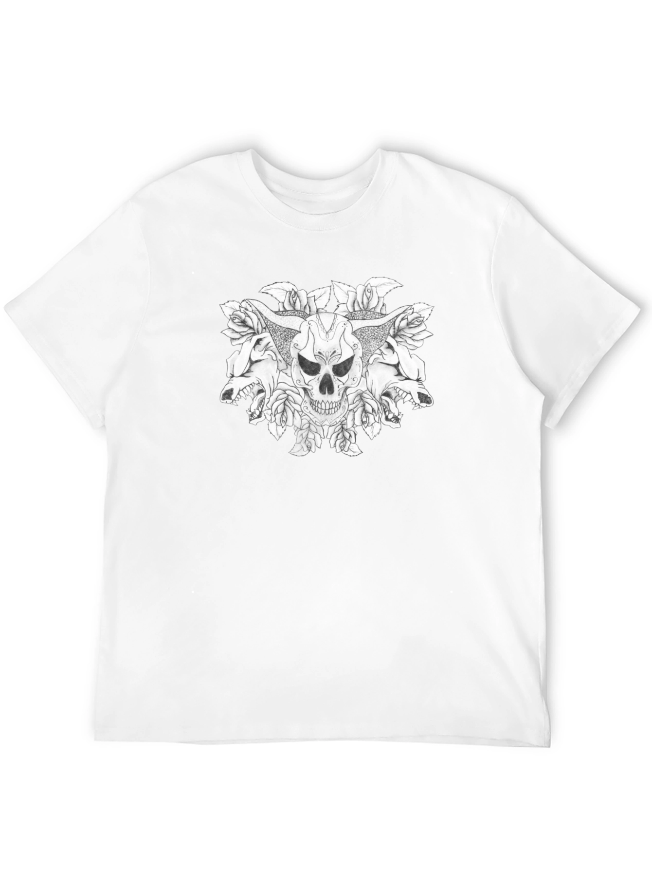 Skull & Wolves Graphic Tee - Mens Black T-Shirt