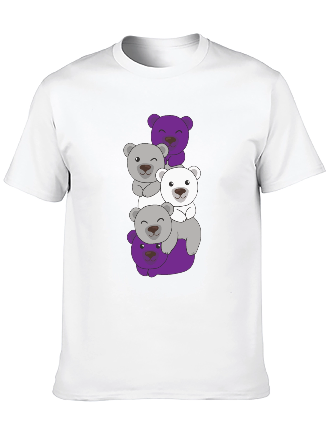 Stacked Bear Graphic Tee - Black Cotton Casual T-Shirt