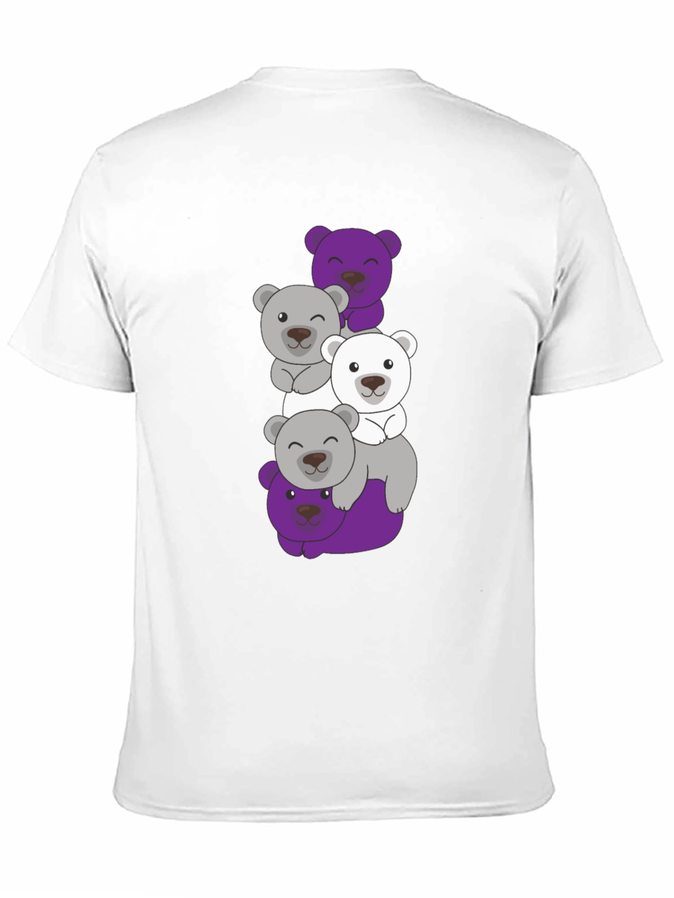 Stacked Bear Graphic Tee - Black Cotton Casual T-Shirt