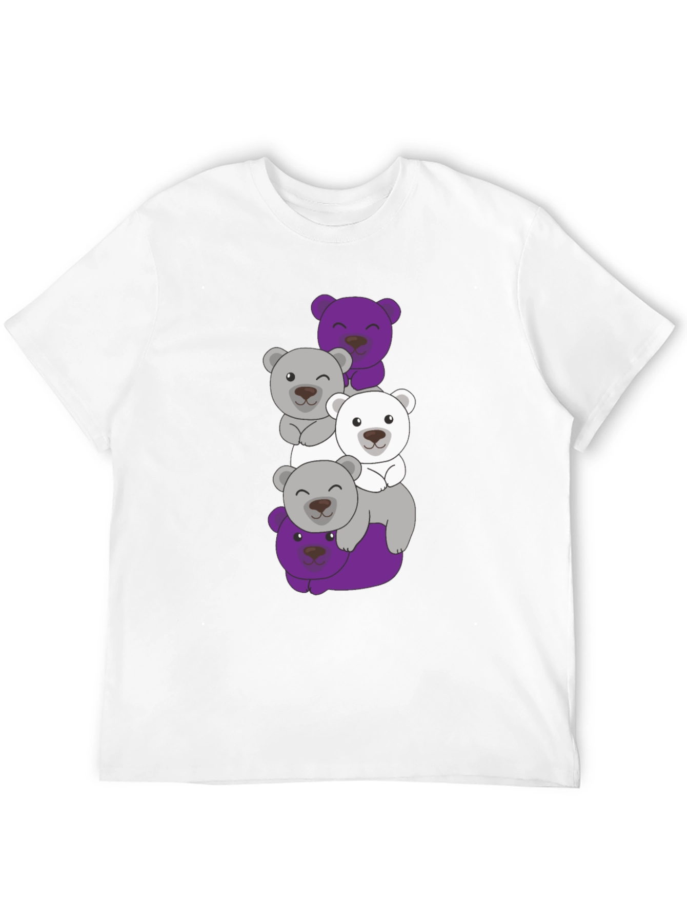 Stacked Bear Graphic Tee - Black Cotton Casual T-Shirt
