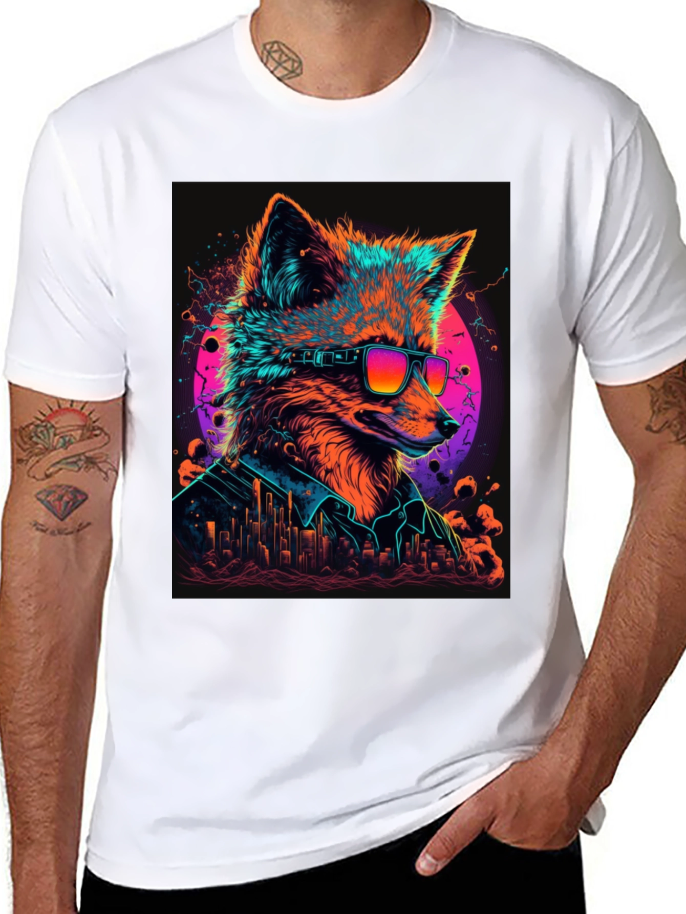 Cool Fox Graphic T-Shirt - Mens Black Tee